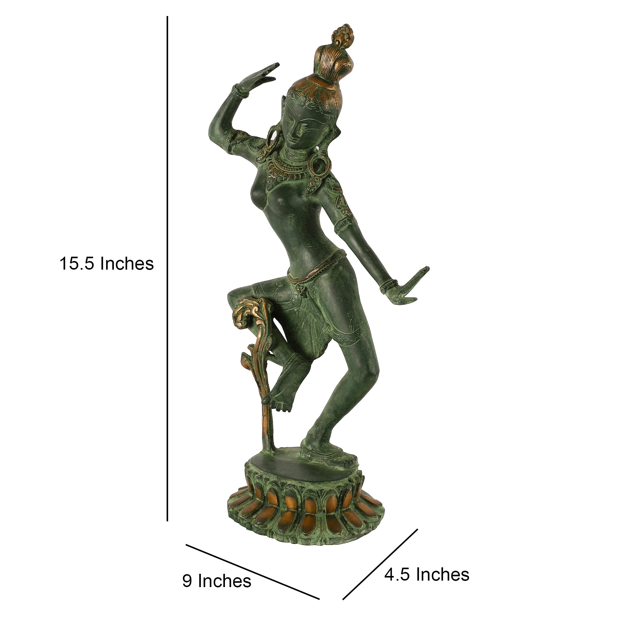 Brass Dancing Parvati Idol (Green)