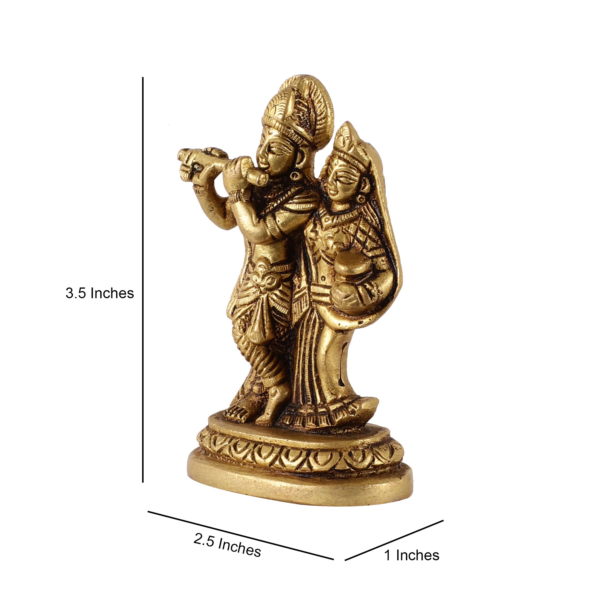 Radha-Krishna Brass Idol (Gold Finish)