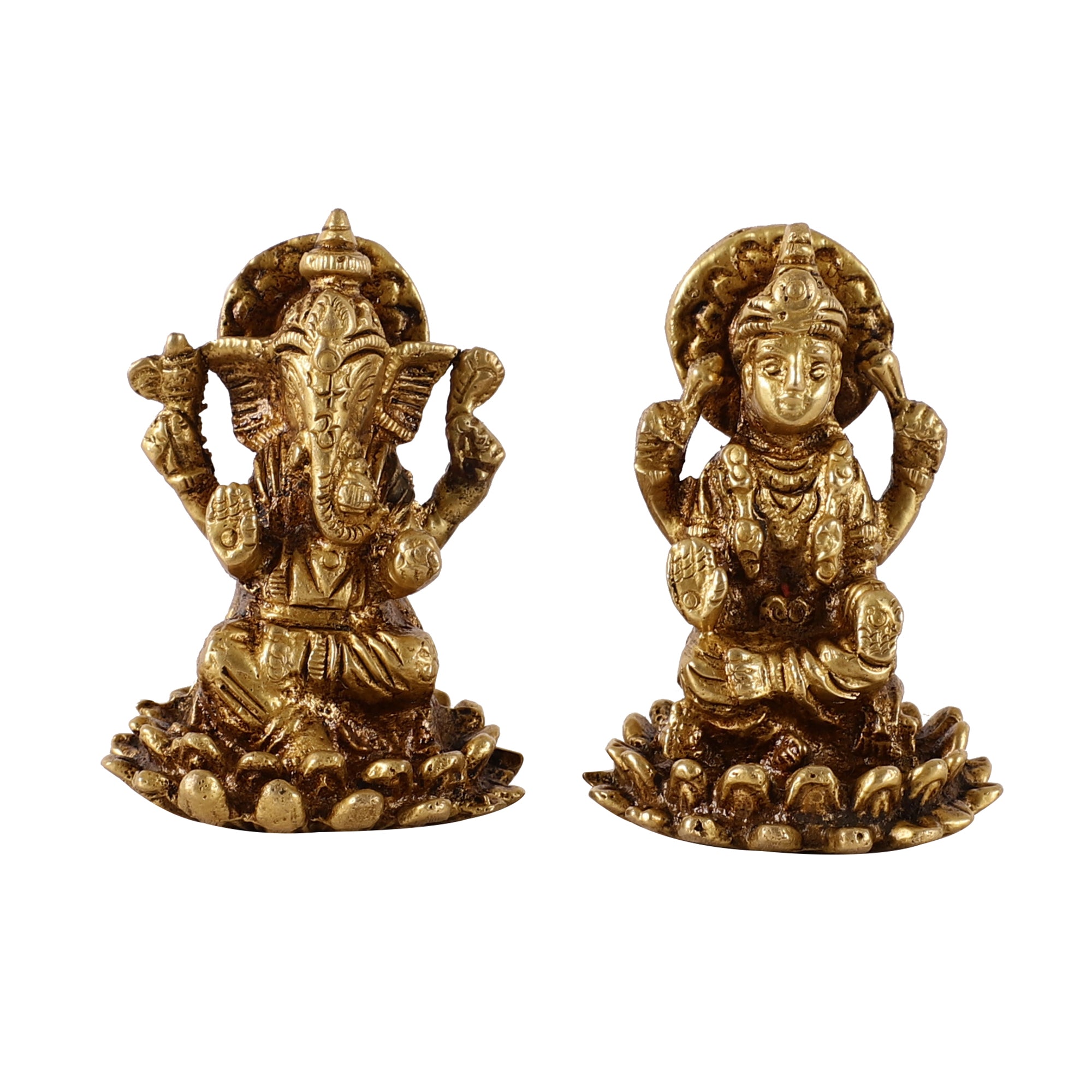 Ganesh Lakshmi Brass Idols (Set of 2)