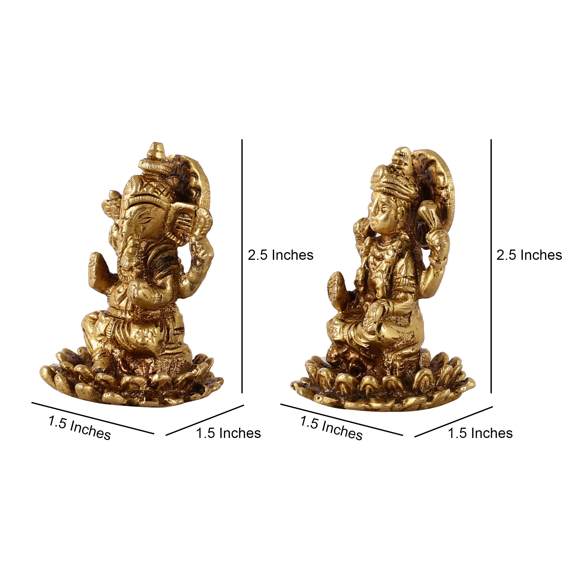 Ganesh Lakshmi Brass Idols (Set of 2)