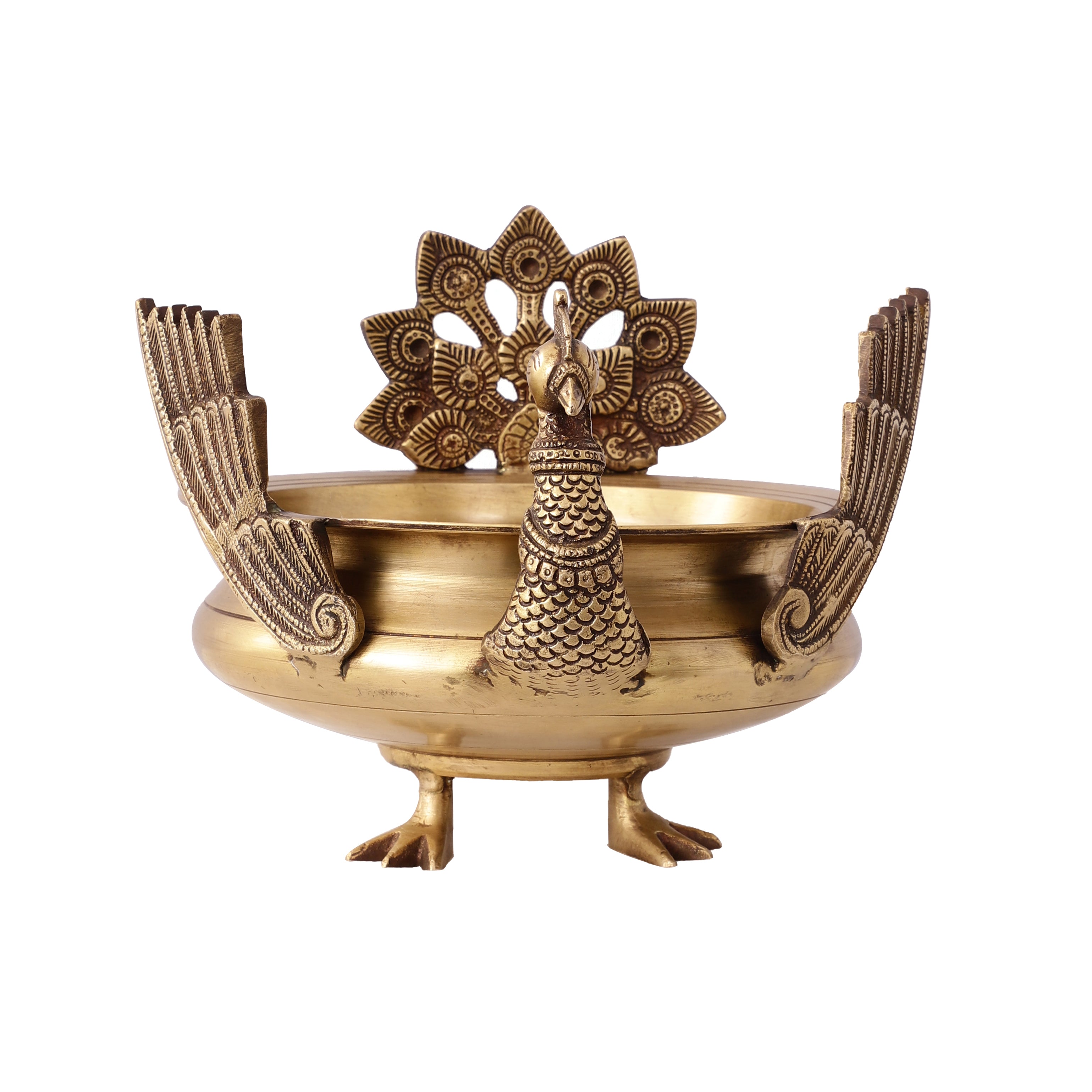 Peacock Brass Urli