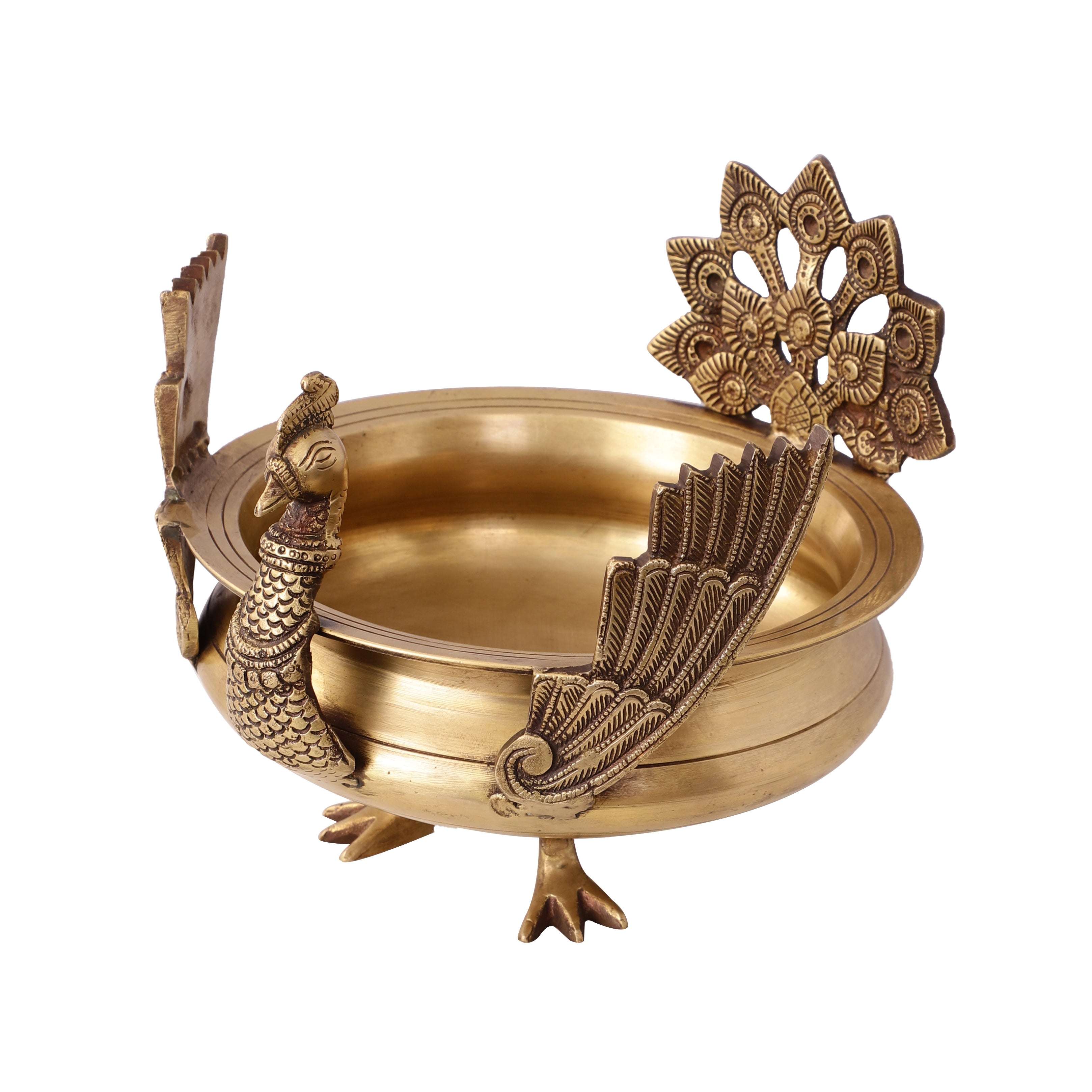 Peacock Brass Urli