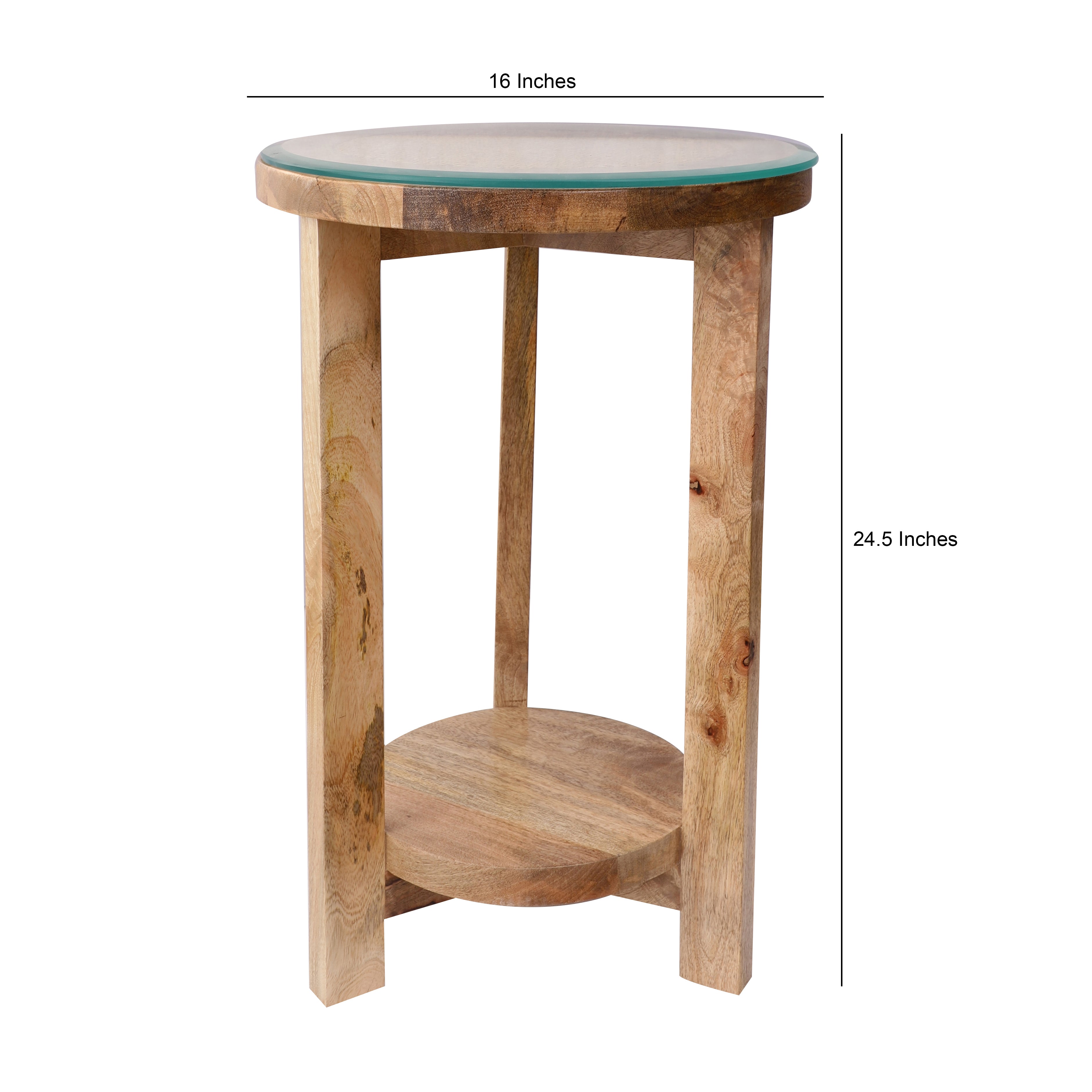 Cane Glass Top Wooden Side Table