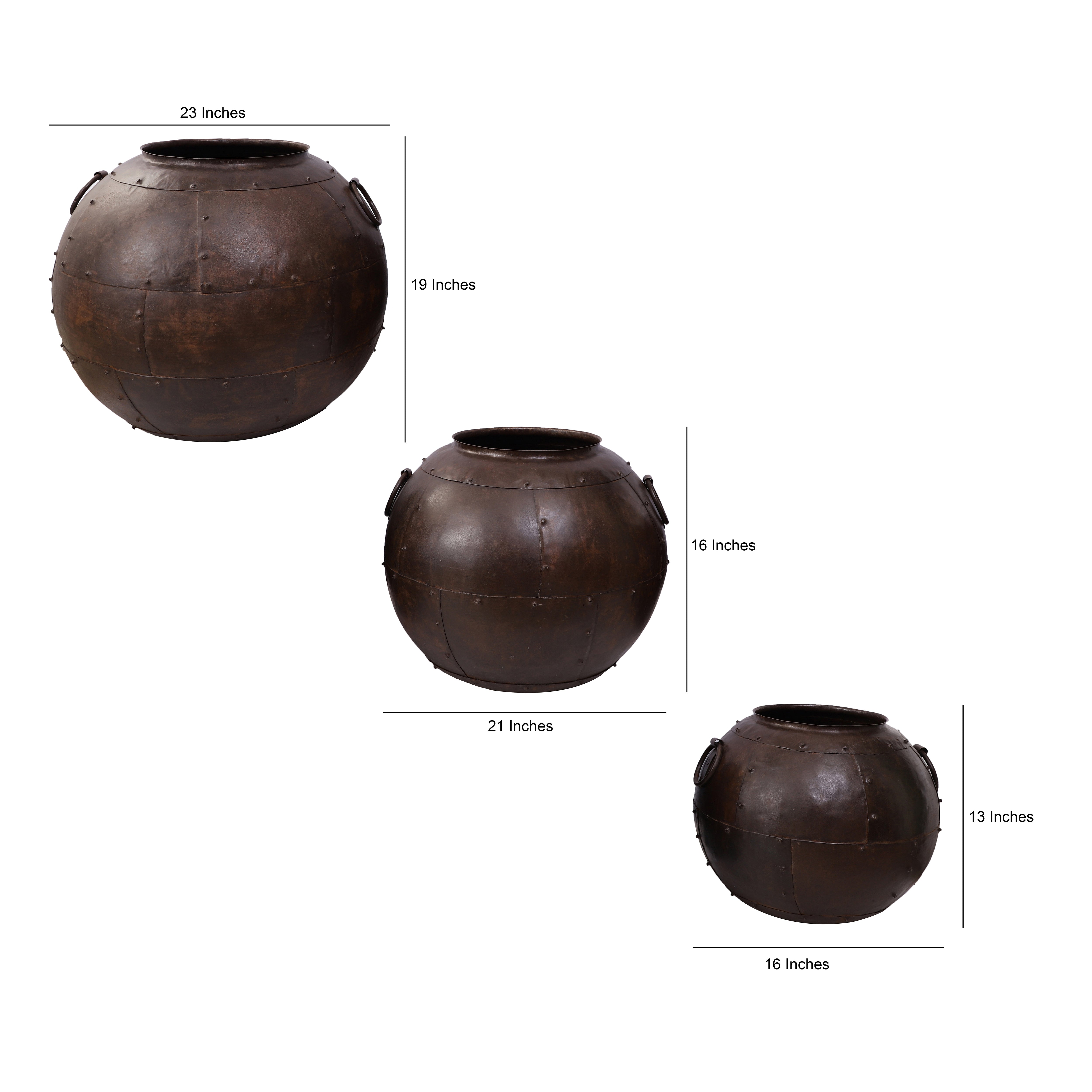 Brown Round Metal Pot (Single)