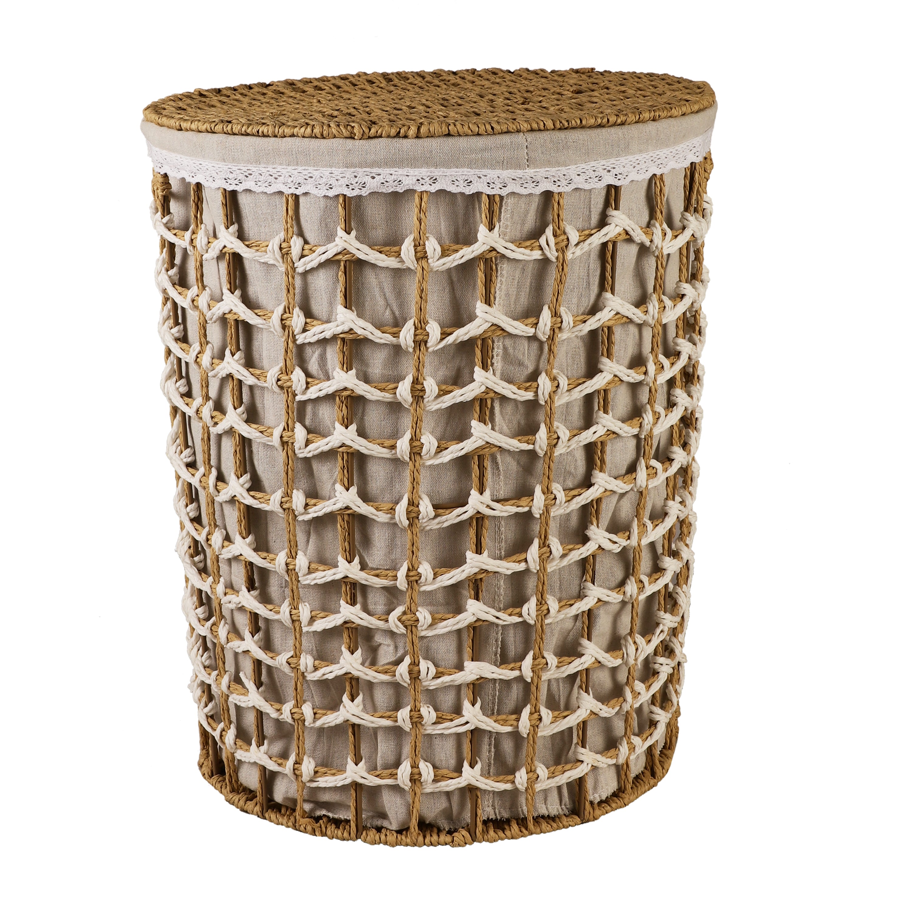 Weaved Jute Laundry Baskets with Lid (Single)