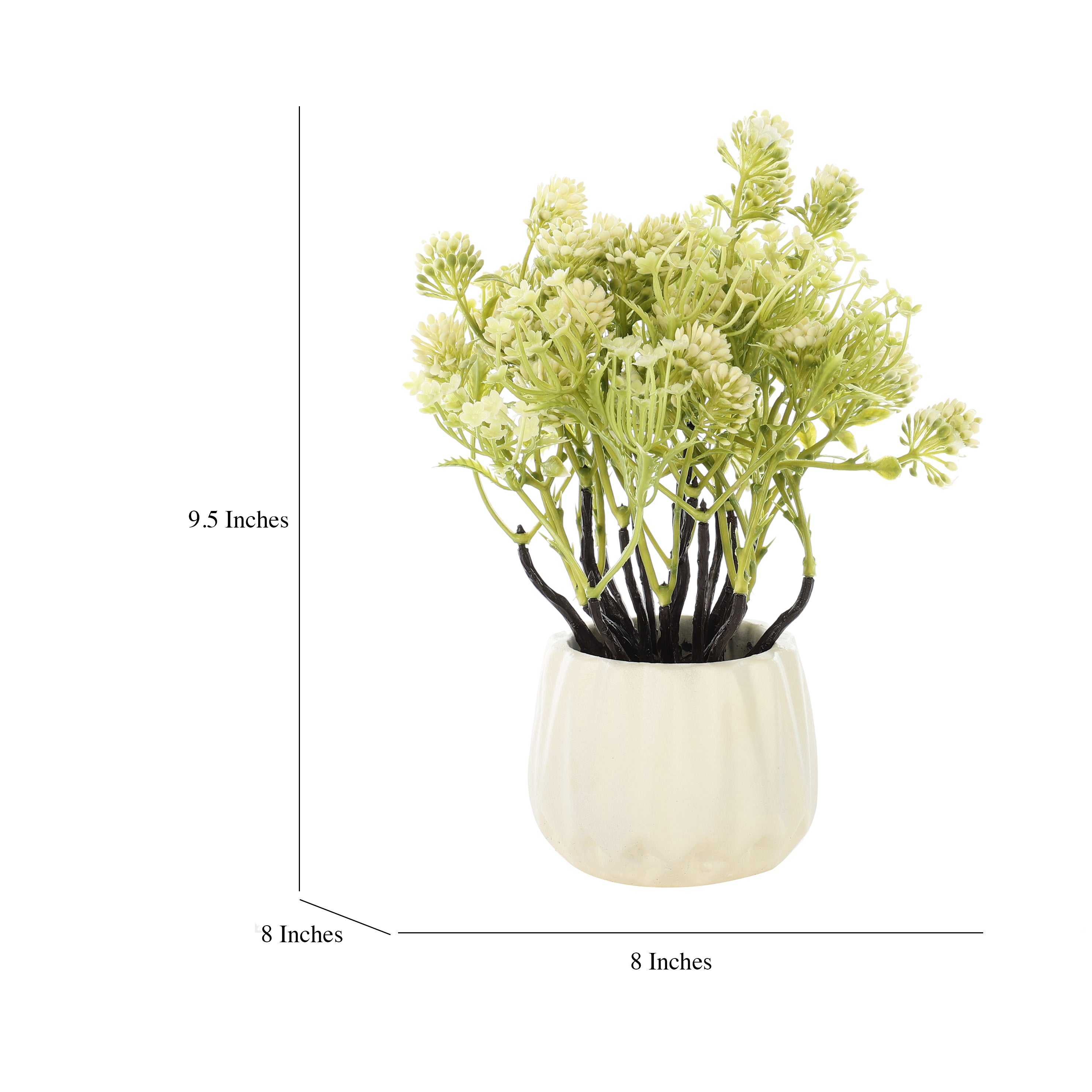 White Faux Bush Flower Plant (White Pot)