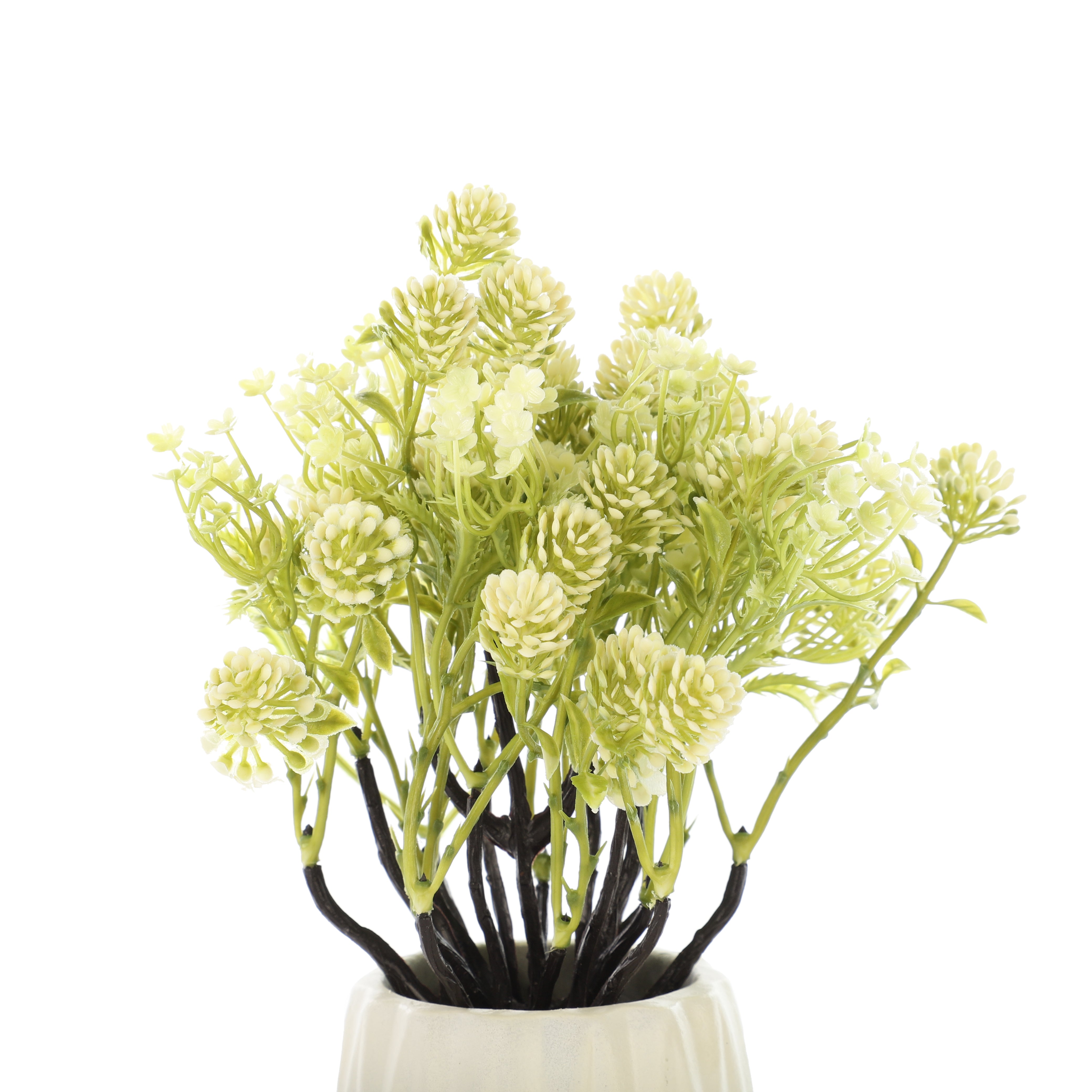 White Faux Bush Flower Plant (White Pot)