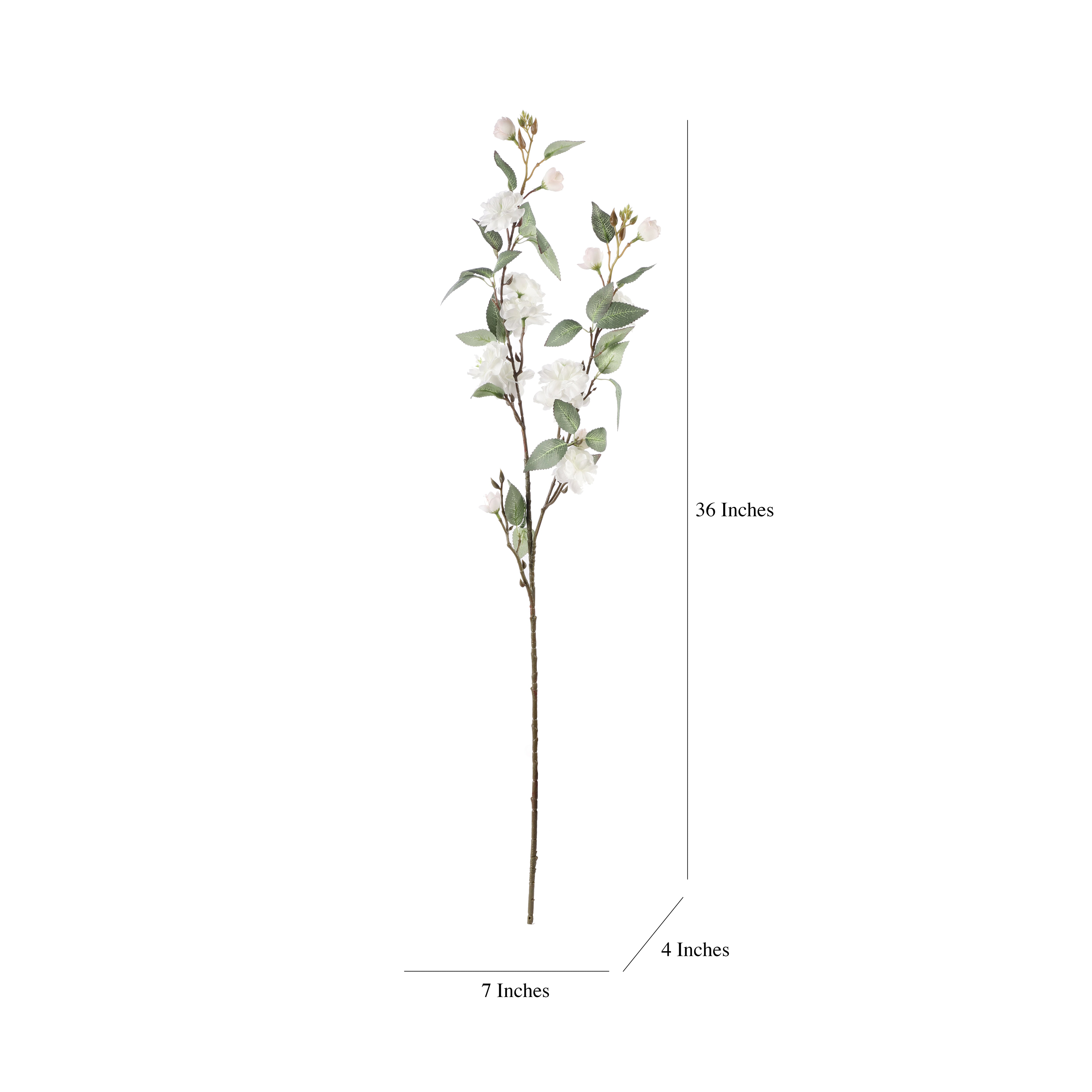 Faux White Cherry Blossom Stick (Single)