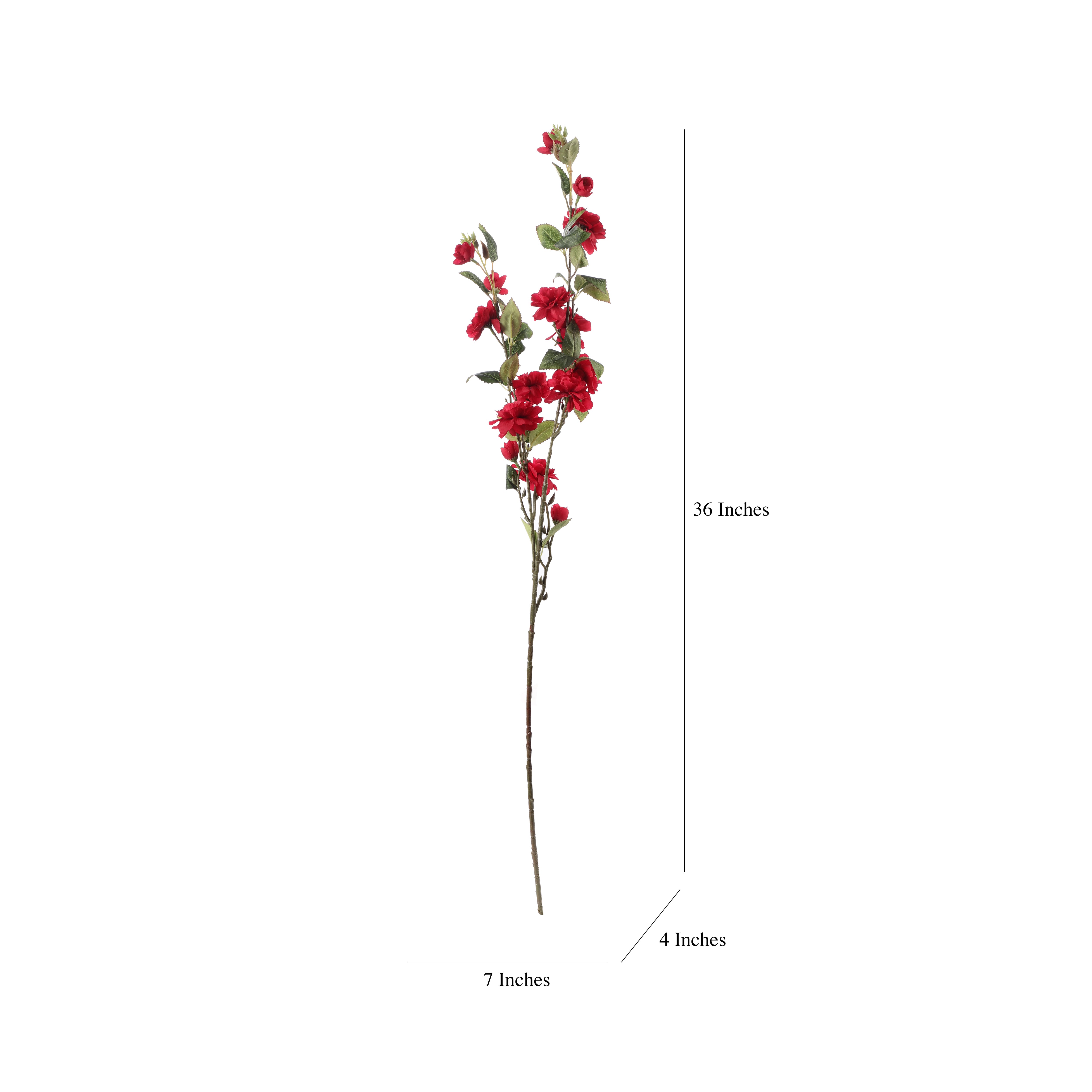 Faux Red Crabapple Blossom Stick (Single)