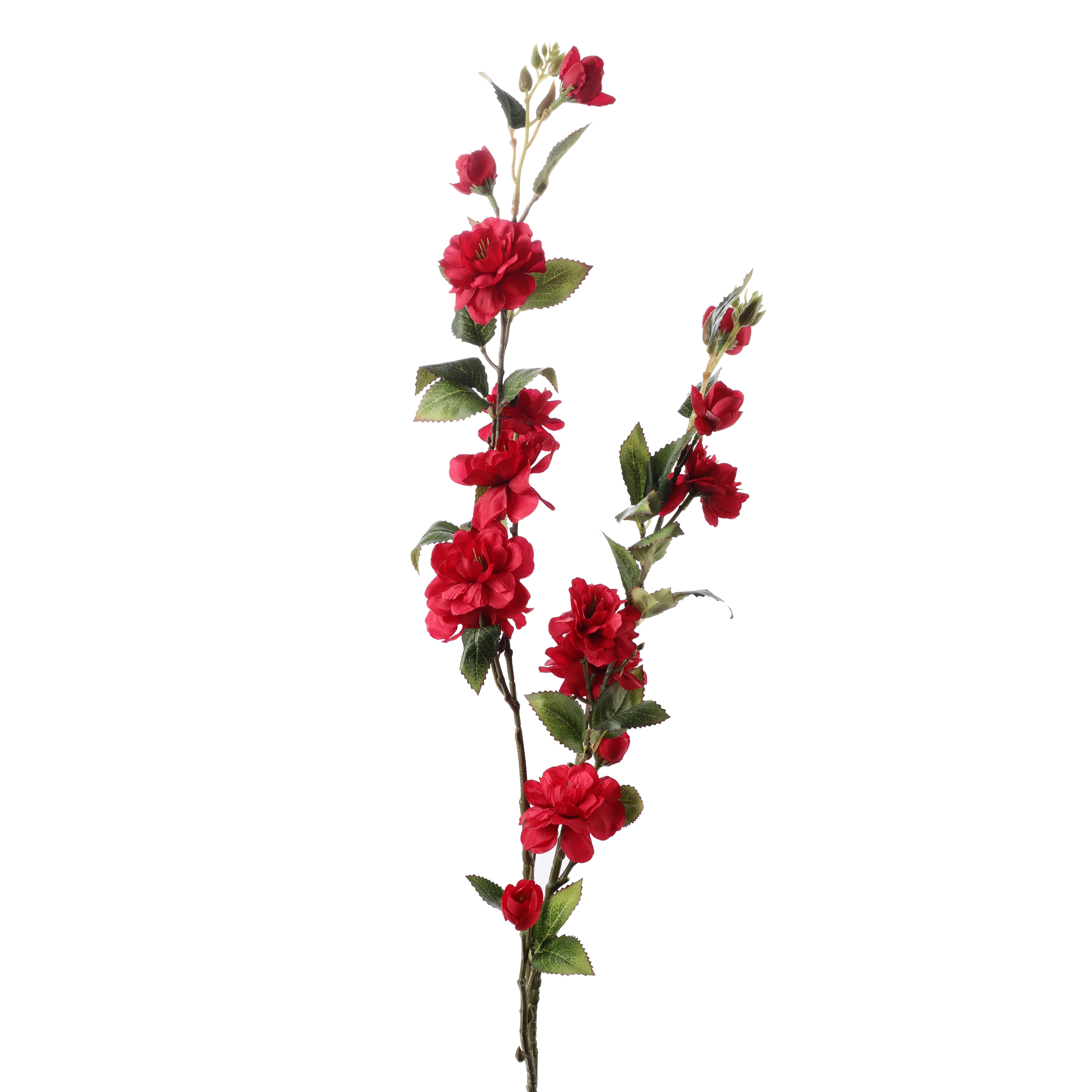 Faux Red Crabapple Blossom Stick (Single)