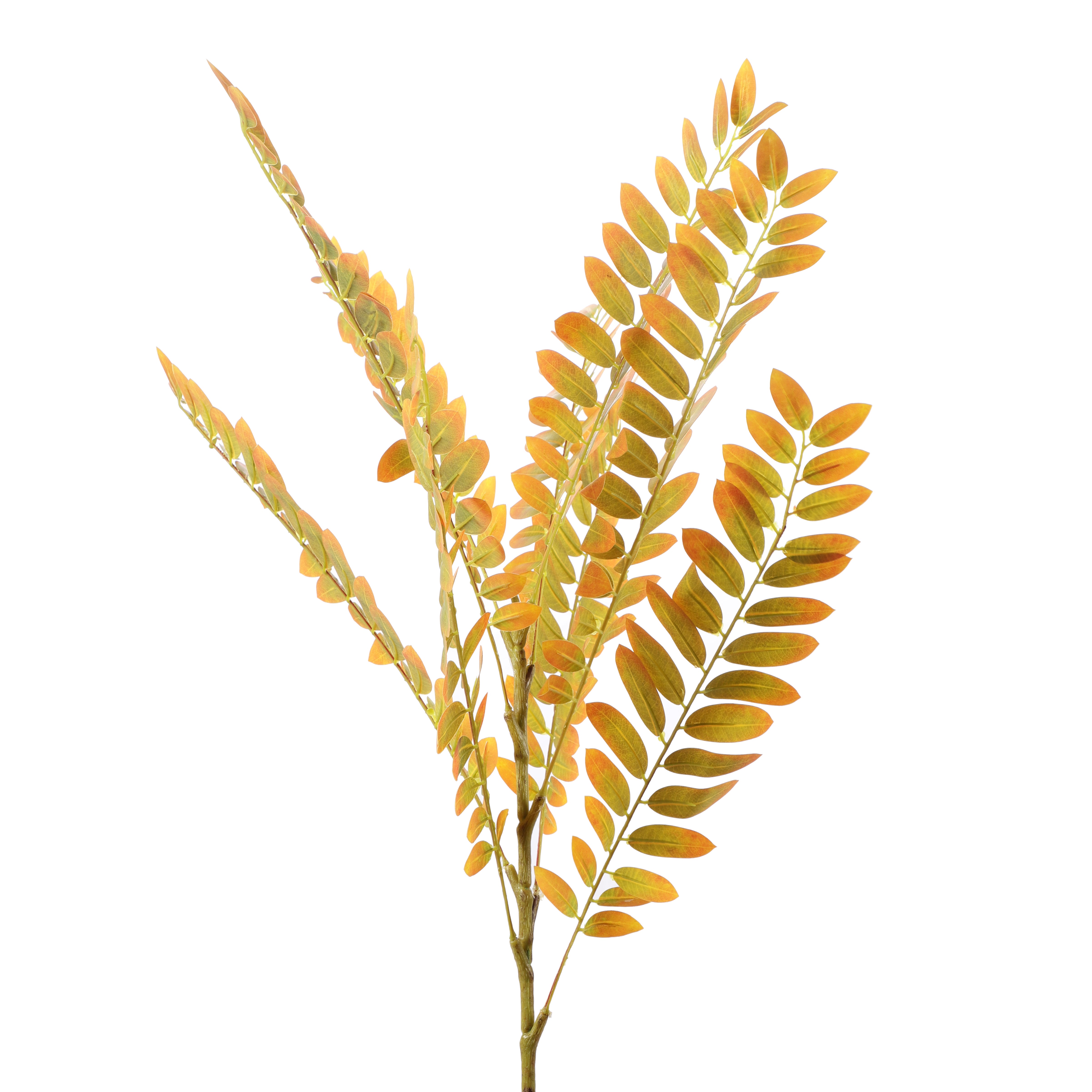 Vibrant Orange & Green Faux Fern Stick (Single)