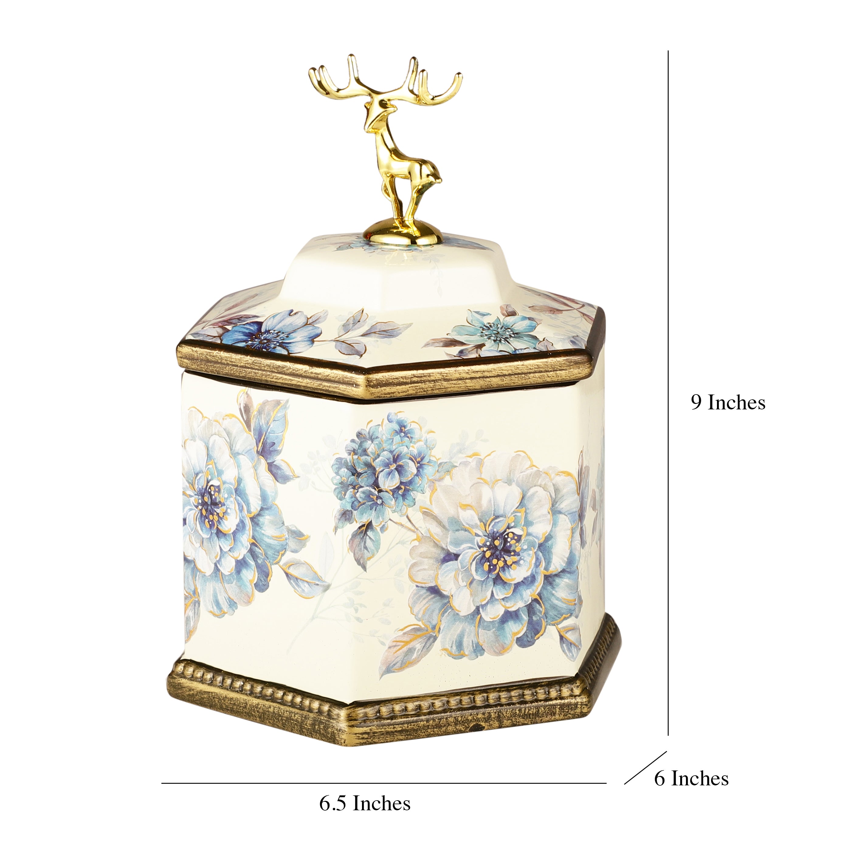 Camellia Hexagonal Ceramic Jar