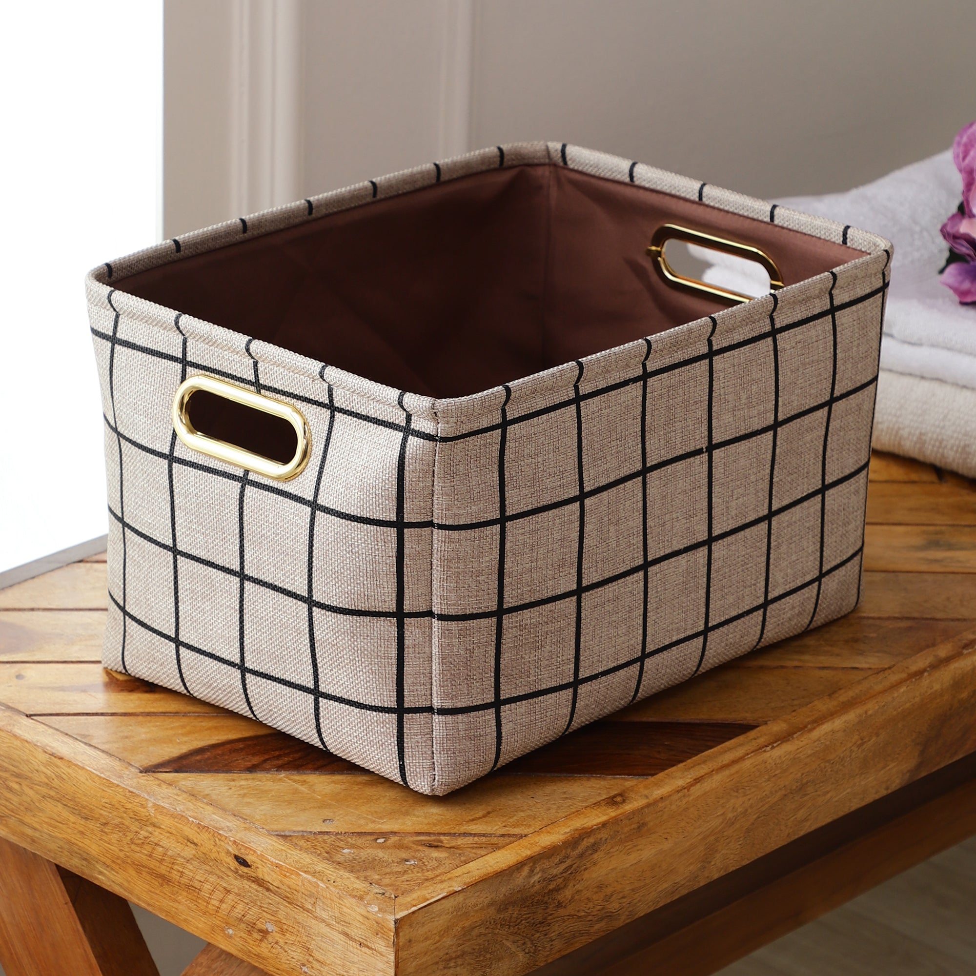 Verona Checks Storage Bins (Set of 3)