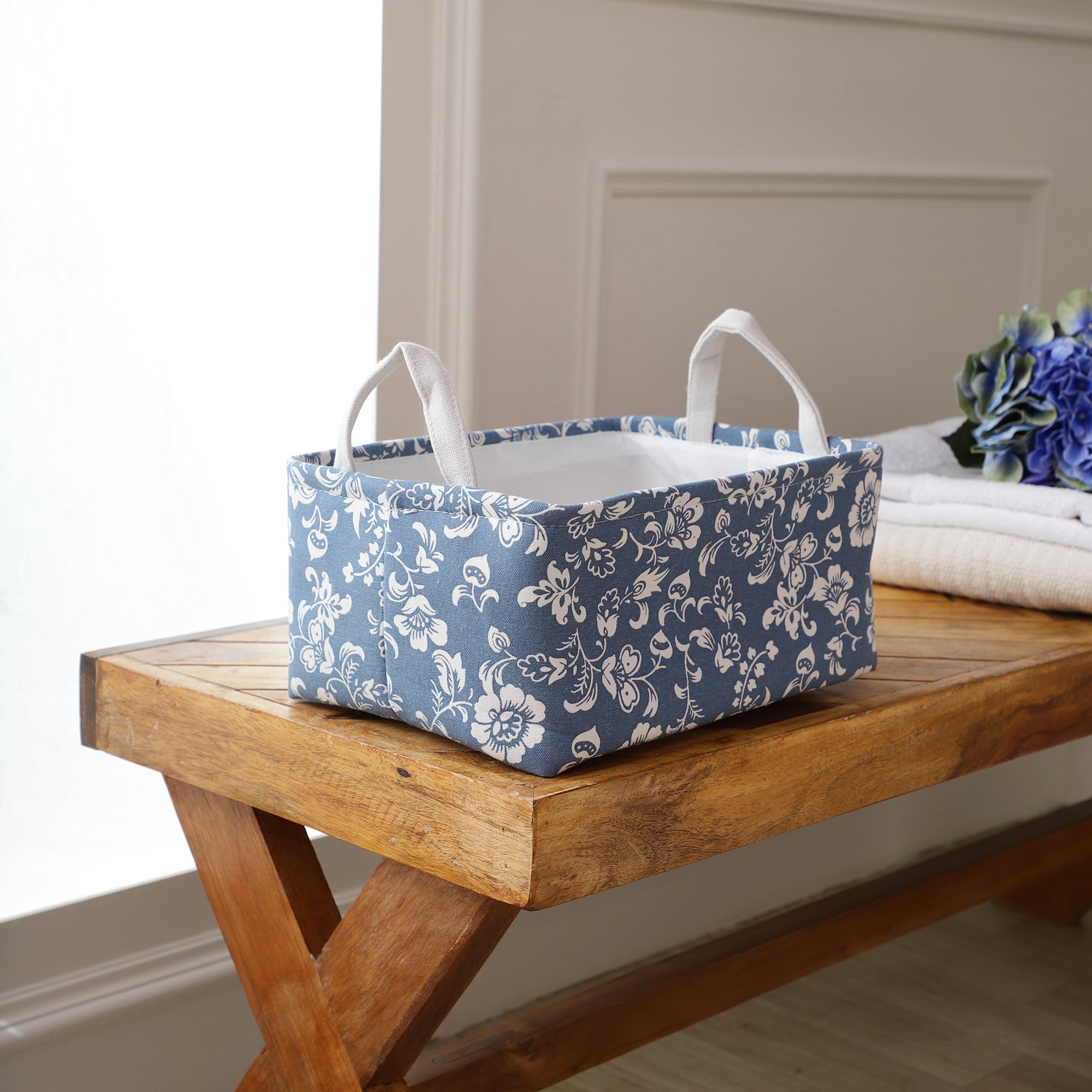 Floral Blue Storage Bins (Set of 3)