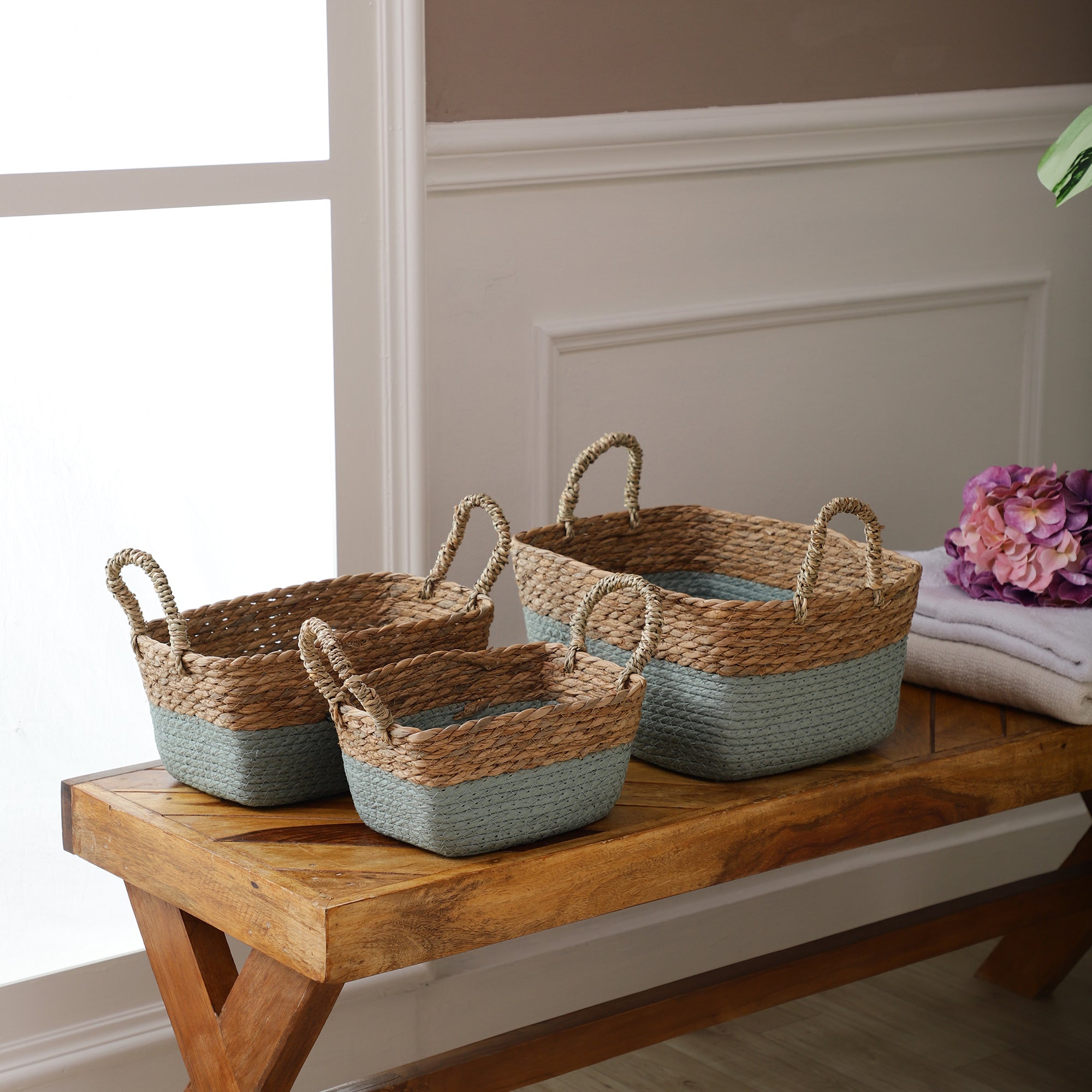 Coastal Braids Storage Bins - Blue (Set of 3)