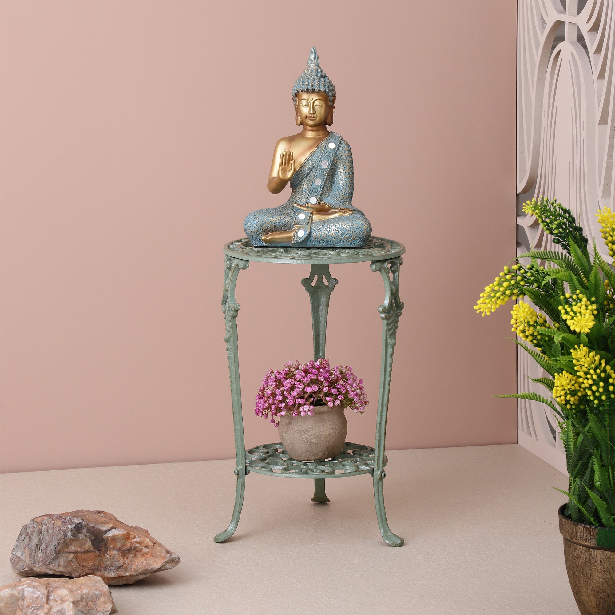 Meshed Floral Pattern Table (Green)