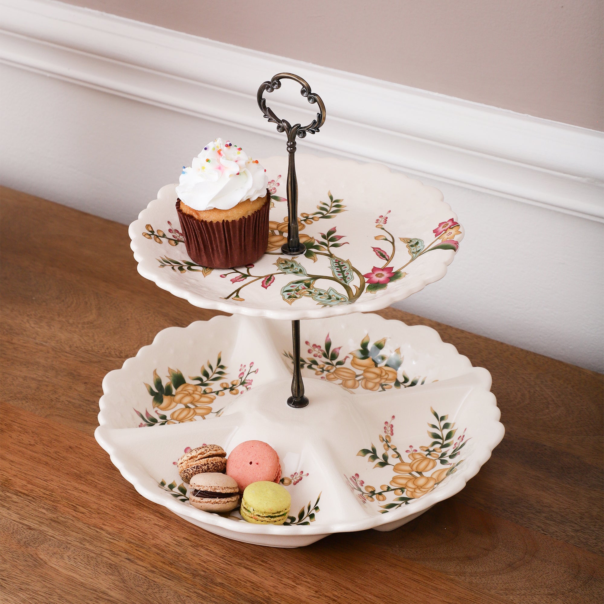 Yellow Two Tier Ceramic Dessert Stand