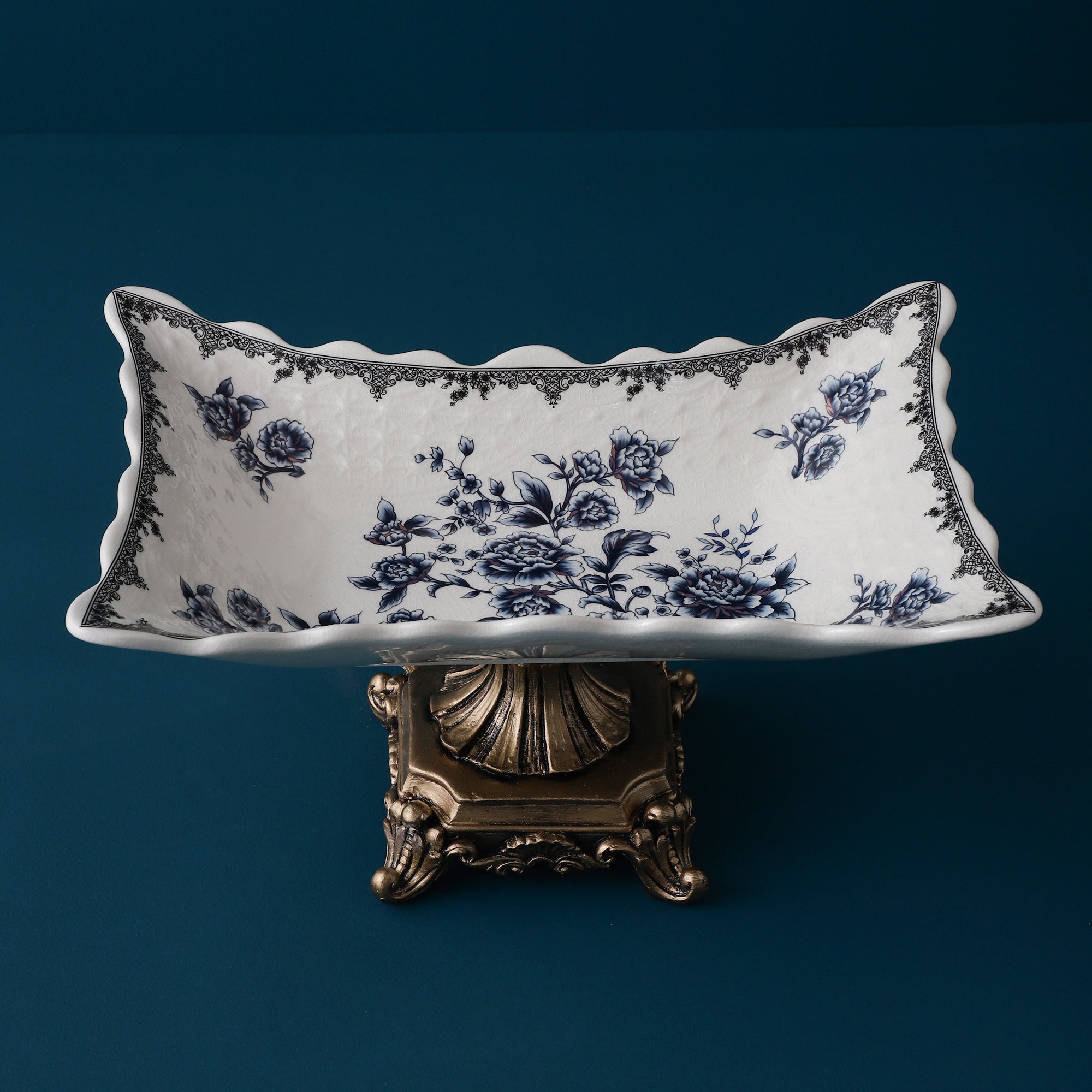 Blue Regal Rectangle Platter With Base