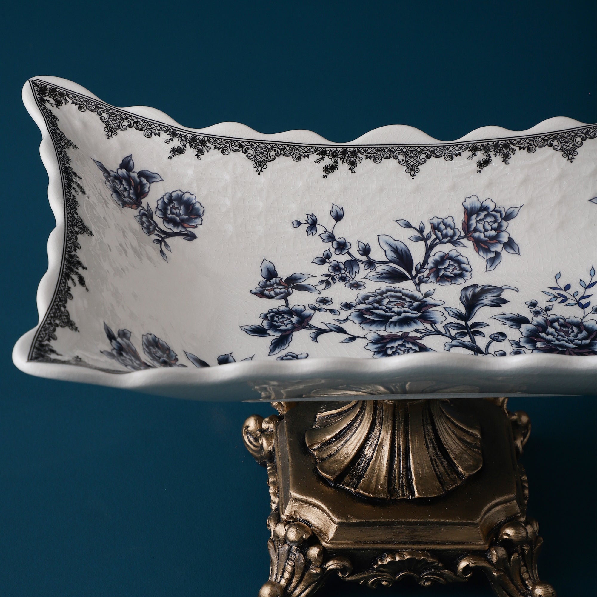 Blue Regal Rectangle Platter With Base