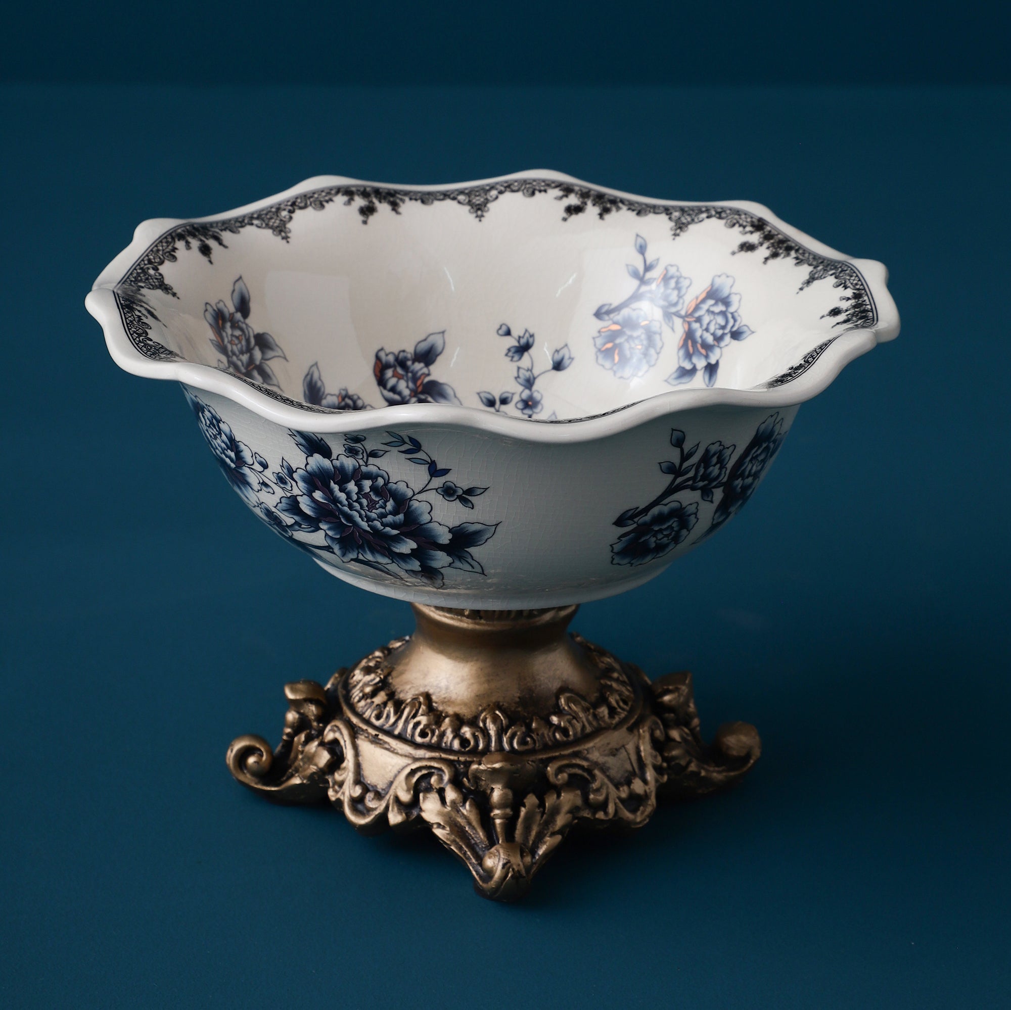 Blue Ceramic Bowl with Base