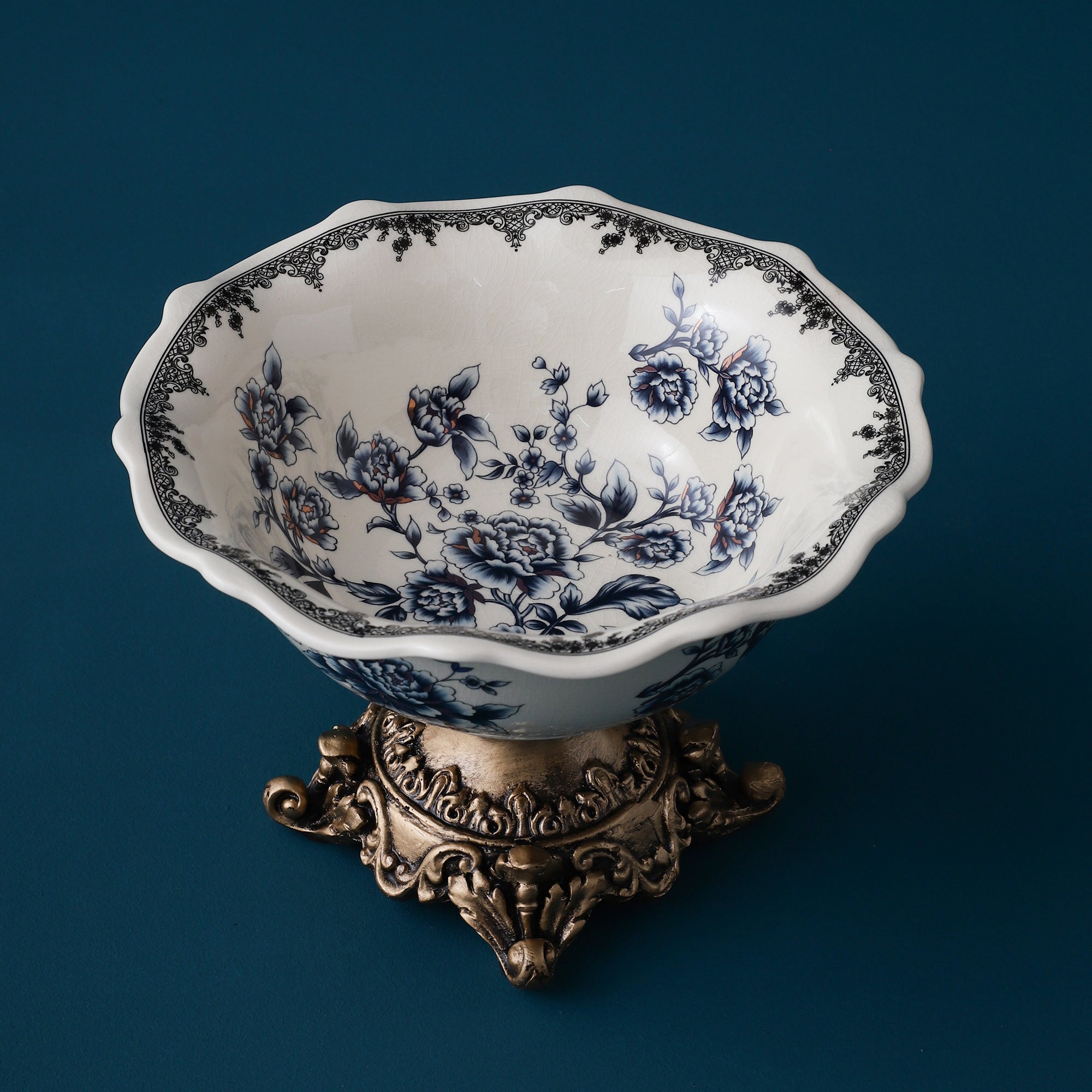 Blue Ceramic Bowl with Base