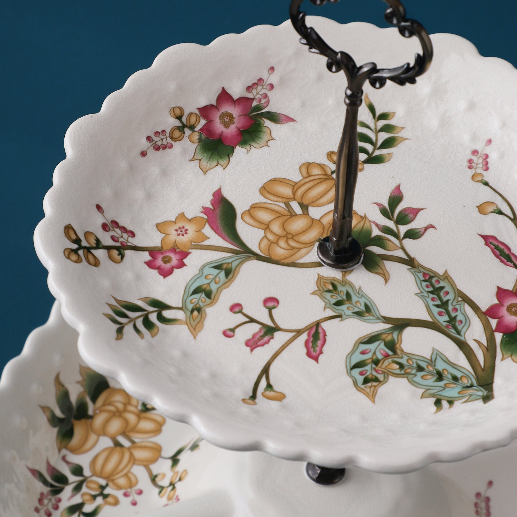 Yellow Two Tier Ceramic Dessert Stand