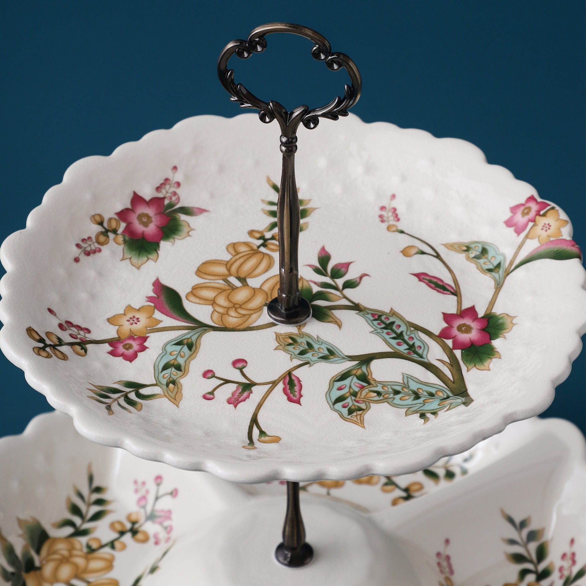 Yellow Two Tier Ceramic Dessert Stand