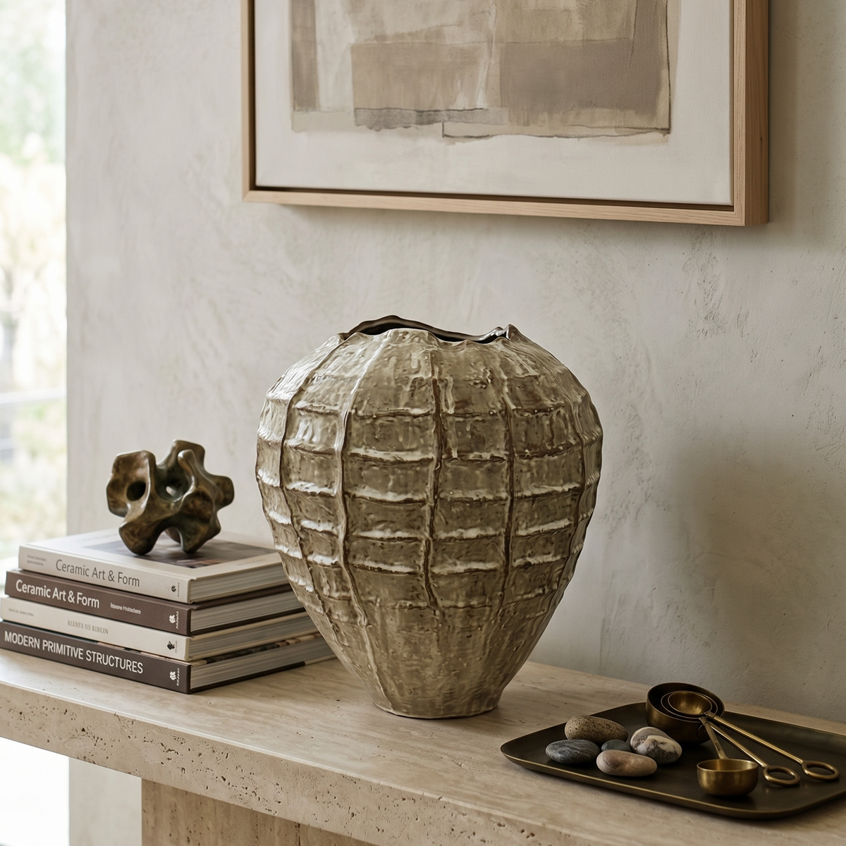 Ivory Pod Ribbed Vase