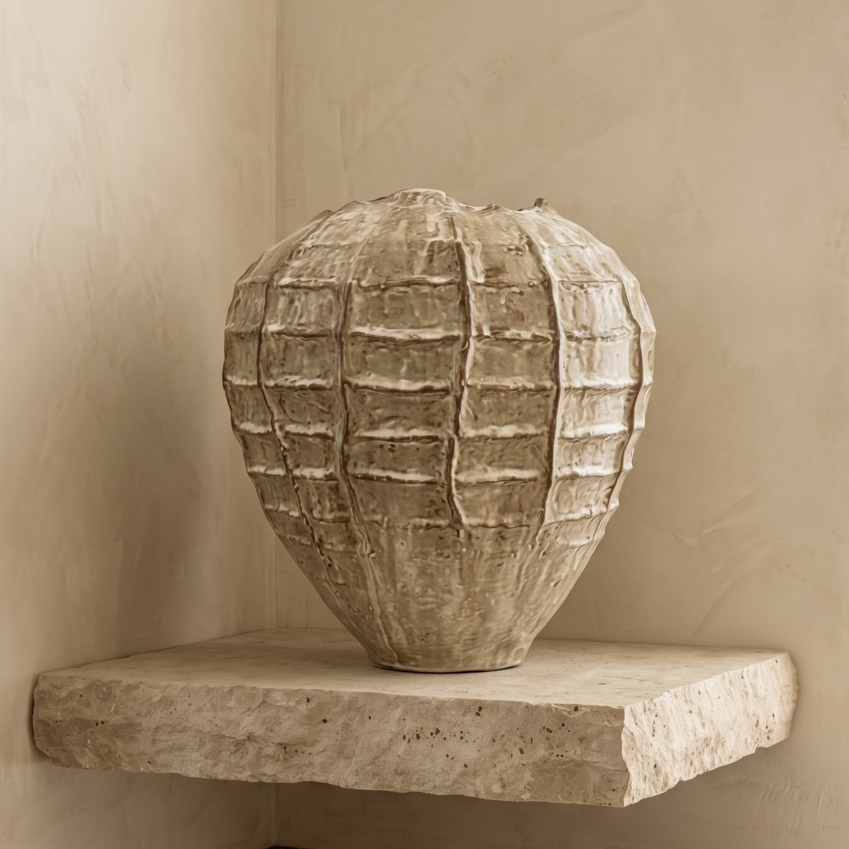 Ivory Pod Ribbed Vase
