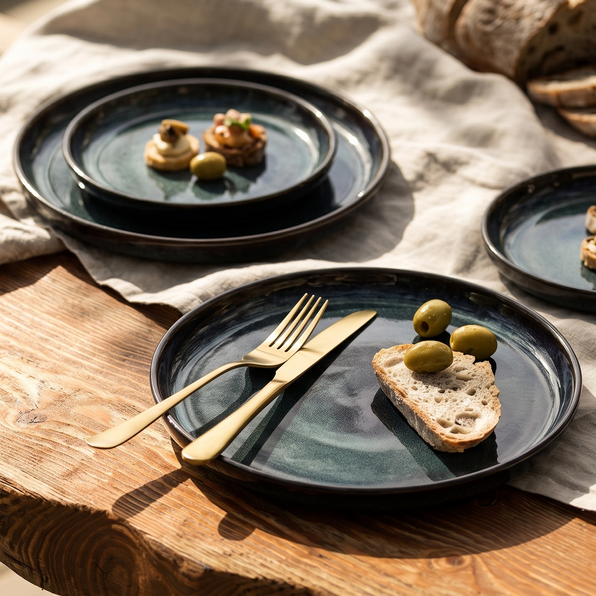 Jade Lagoon Ceramic Snack Plate (Set of 4)