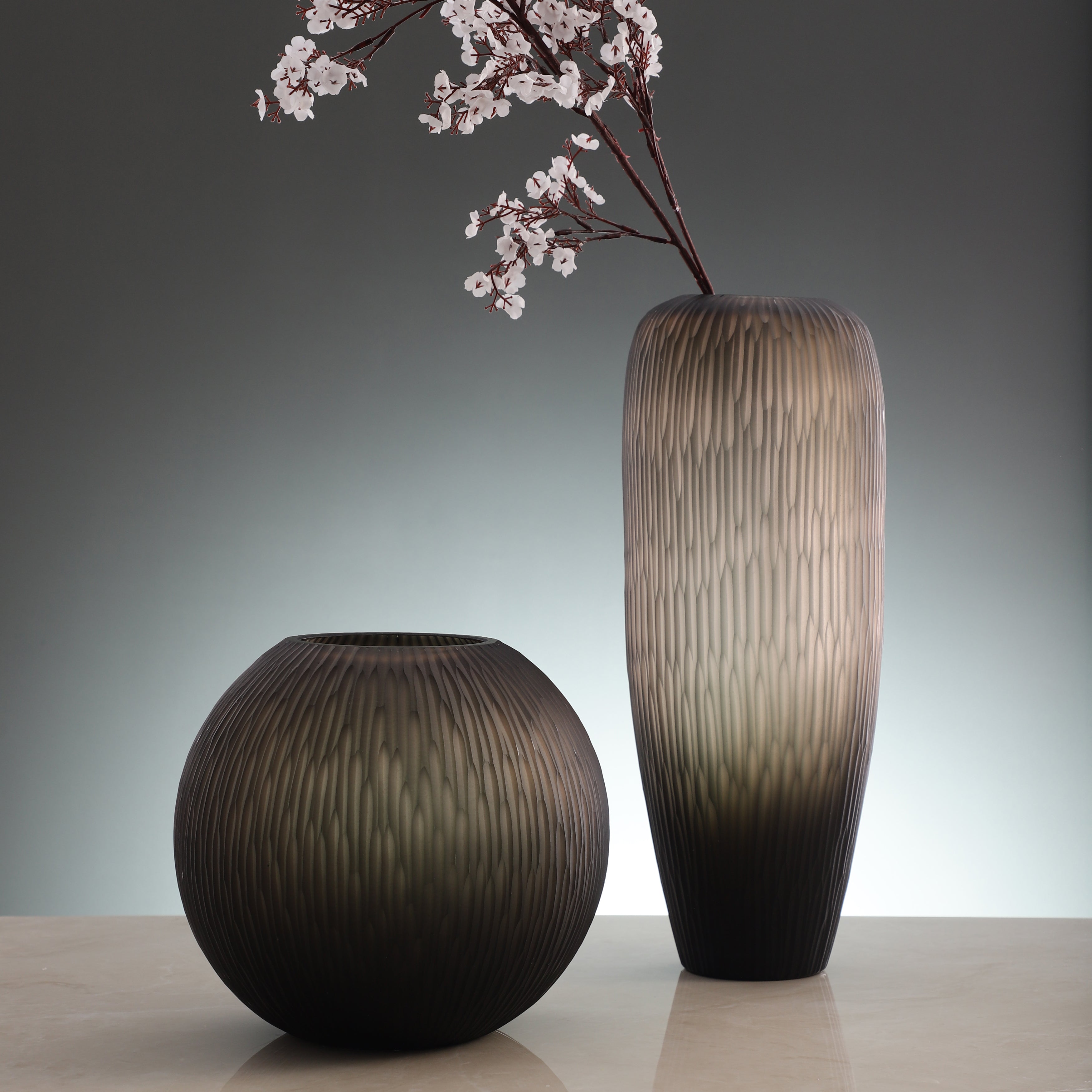 Midnight Black Textured Glass Vase (Single)