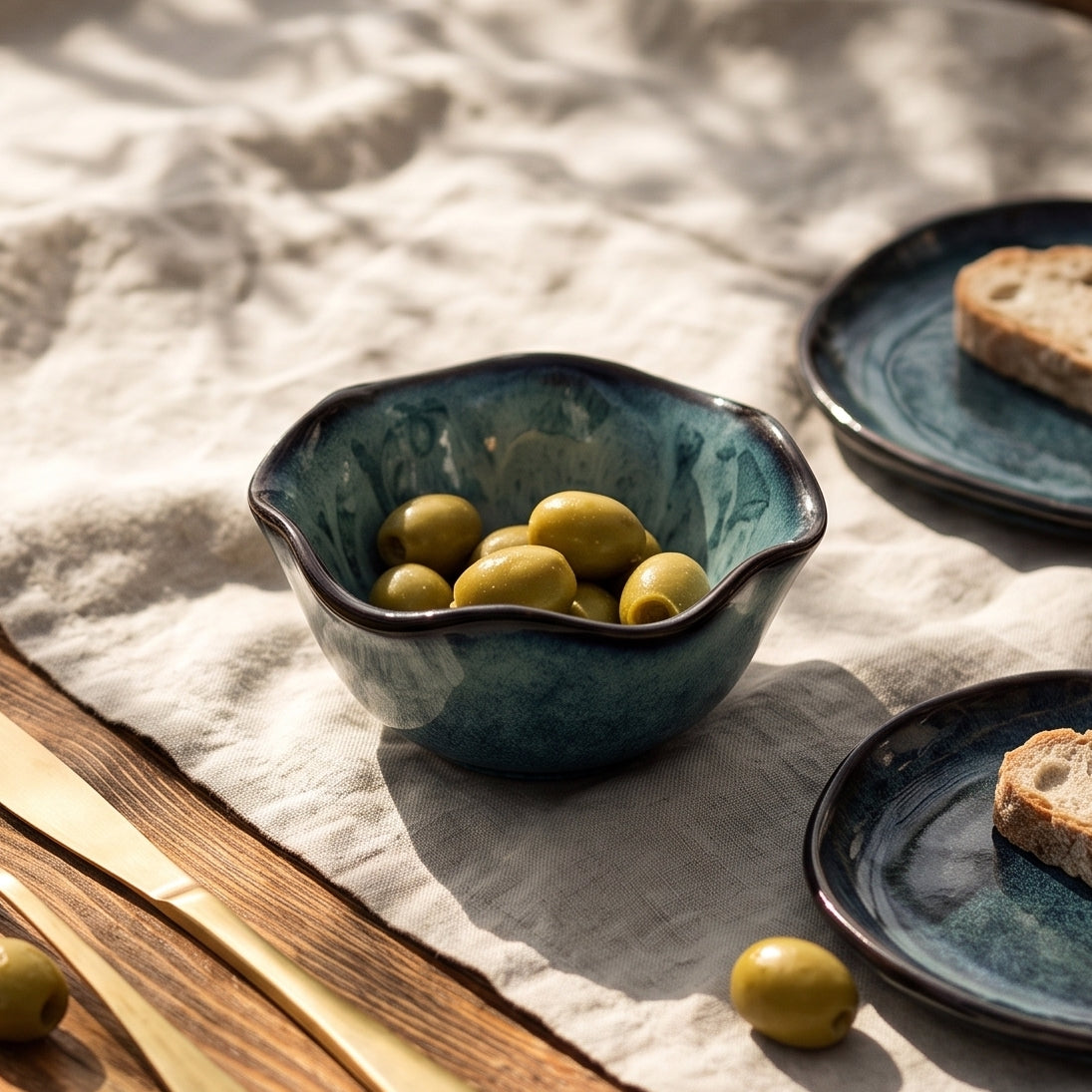 Lagoon Petal Ceramic Bowl (Set of 2)