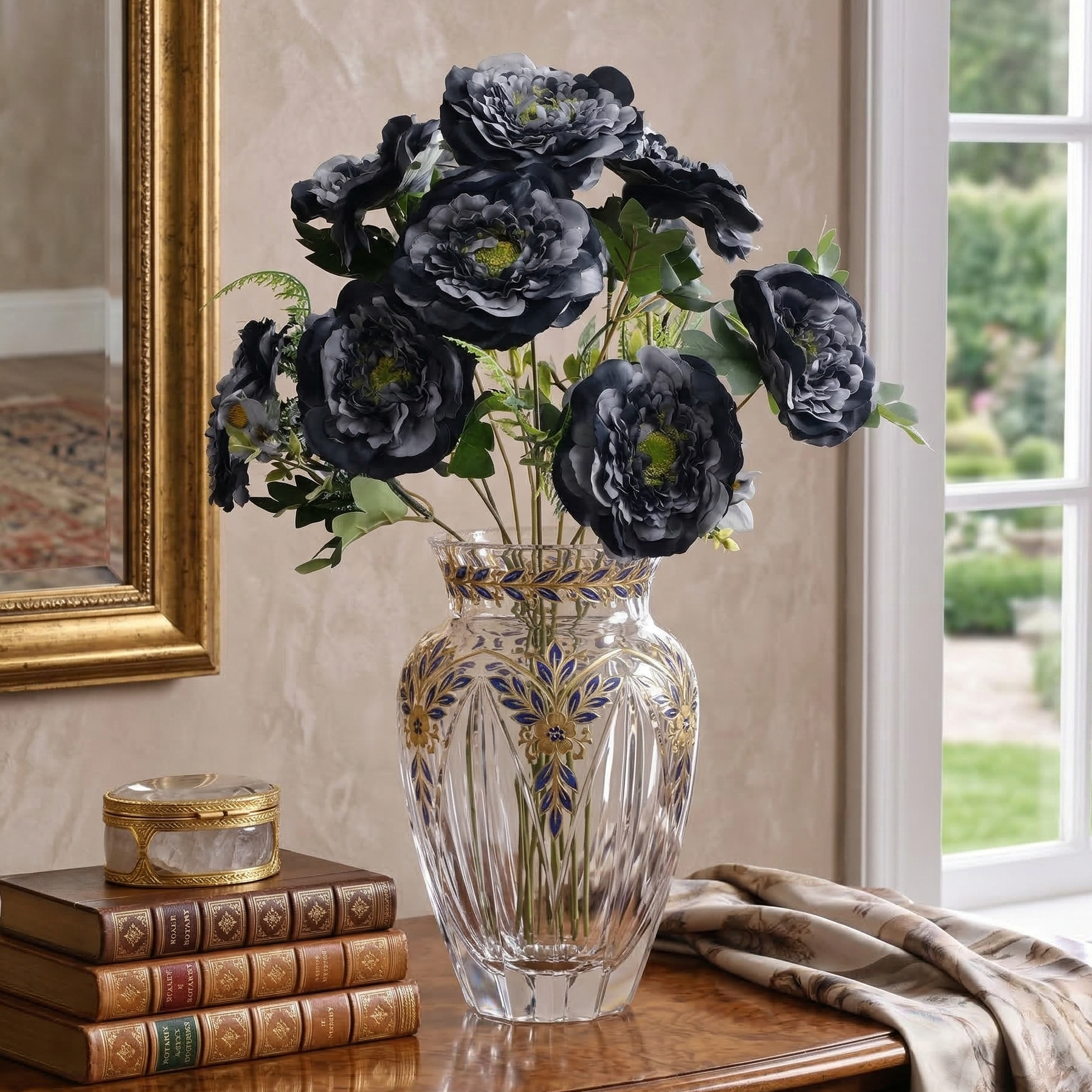 Navy Ranunculus Fern Bunch (Single)