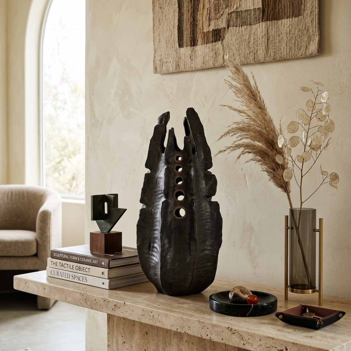 Obsidian Spire Sculptural Vase