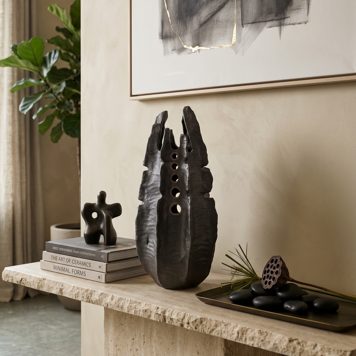 Obsidian Spire Sculptural Vase