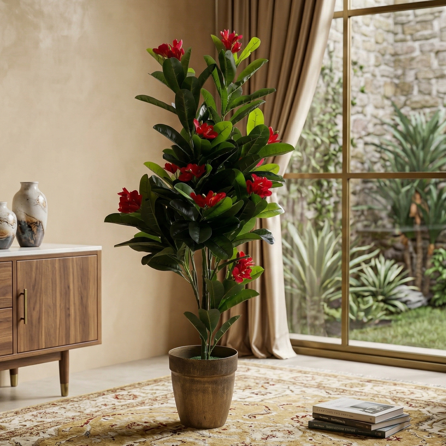 Red Champa Faux Plant