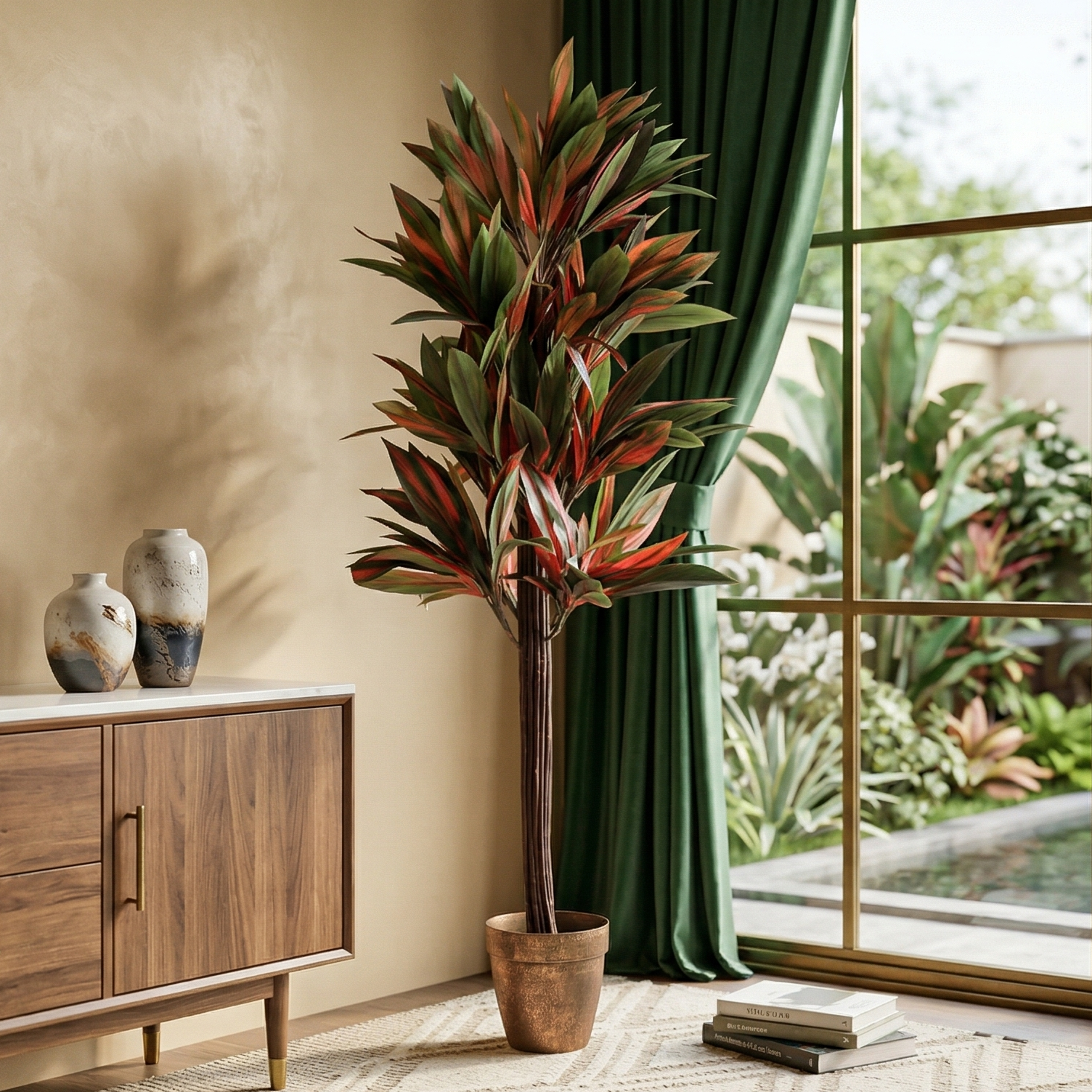 dracaena fake plant Ruby Red Dracaena Faux Plant (Tall)