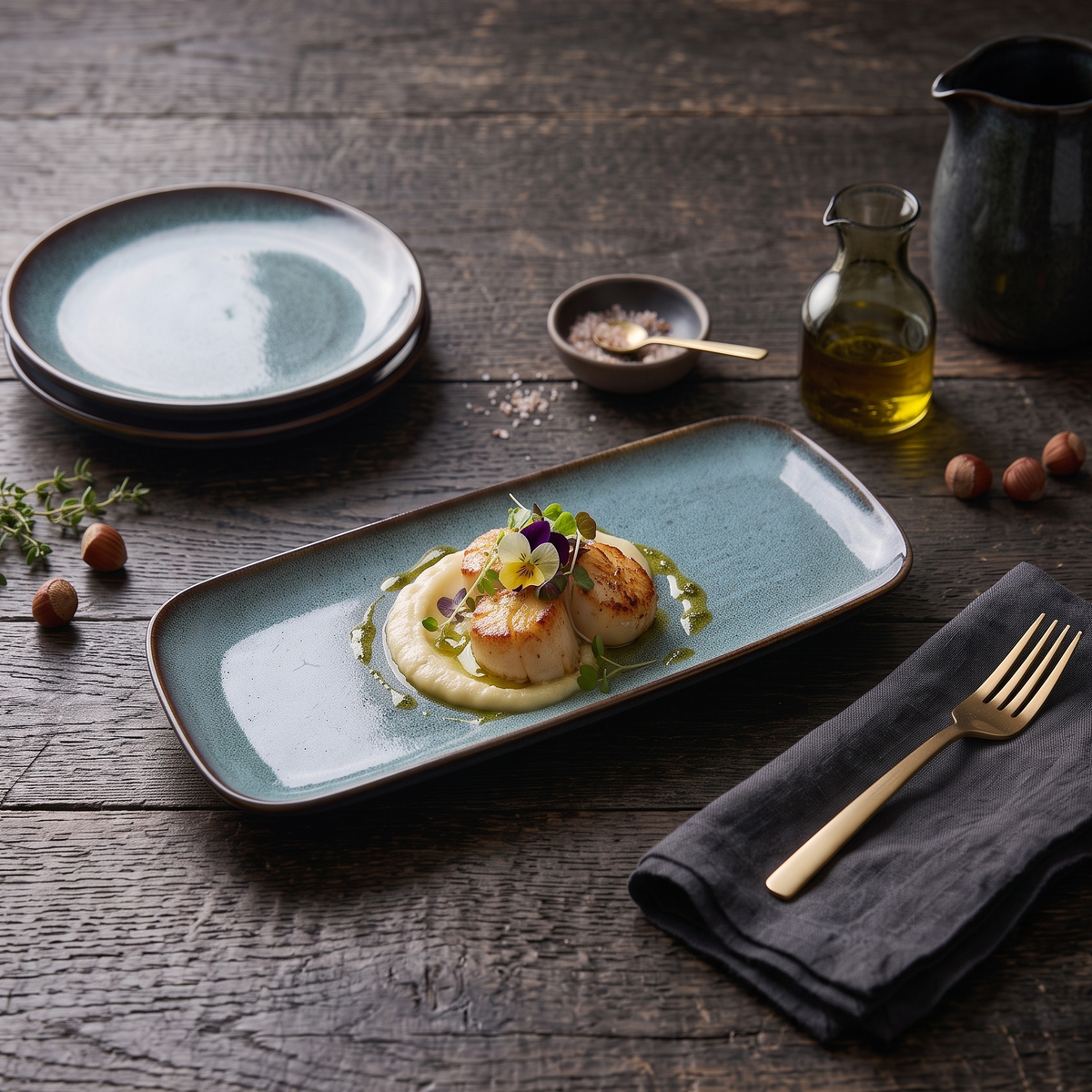 Sage Ceramic Rectangular Platter