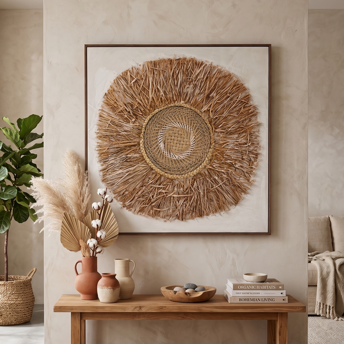 Solstice Halo Straw Sunburst Canvas