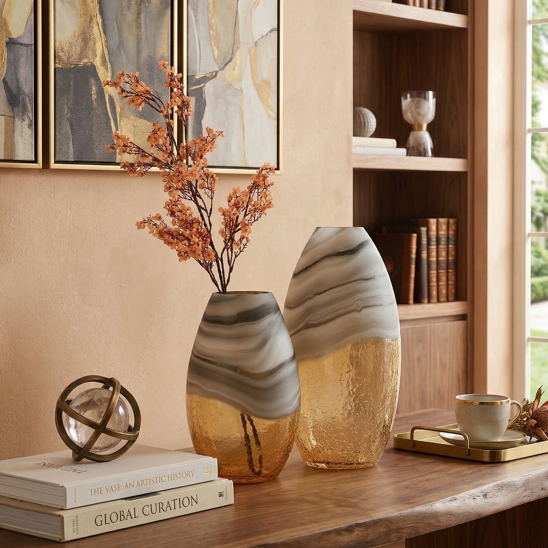 Swirl Marble Ombre Glass Vase (Single)