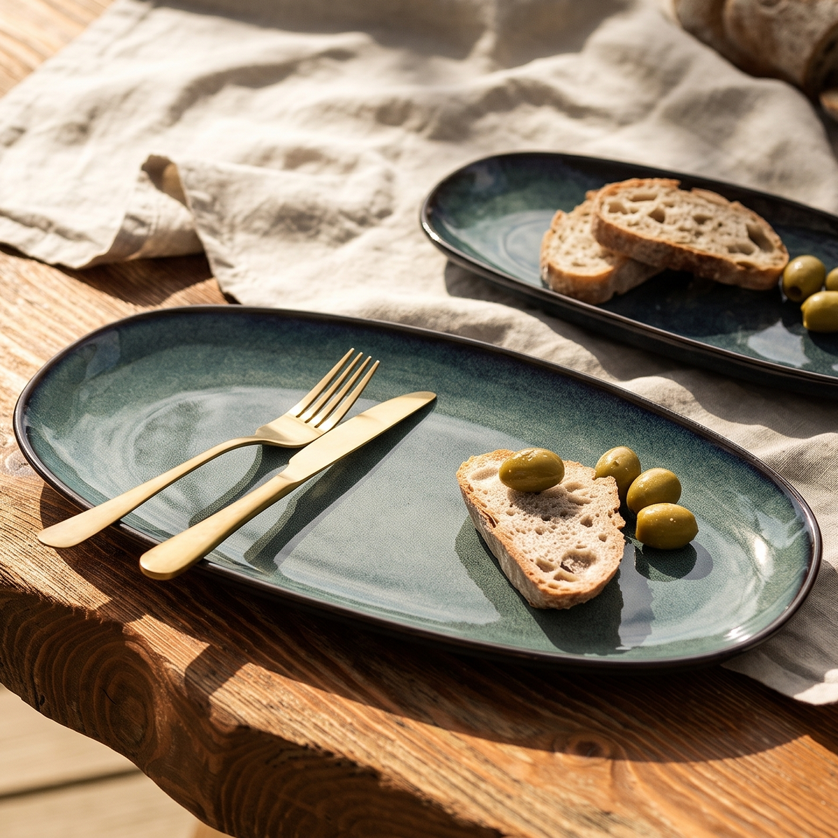 Tidal Drift Ceramic Oval Platter
