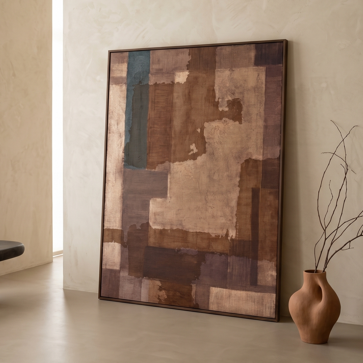 Umber Patchwork on Jute Art