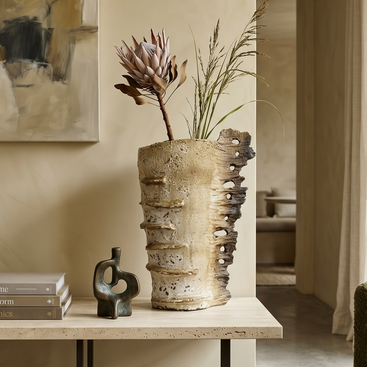 Weathered Totem Column Vase