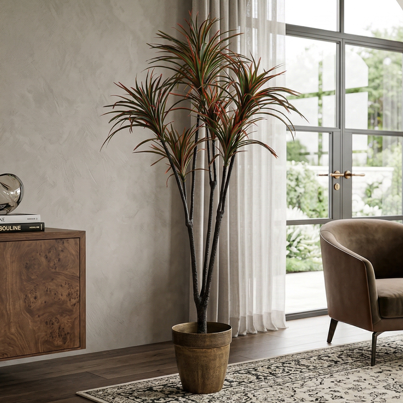 Yucca Faux Plant (Red/Green)