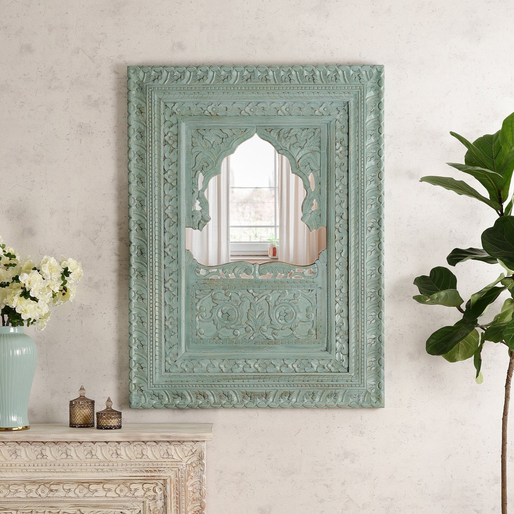 Falak Hand Carved Wall Mirror