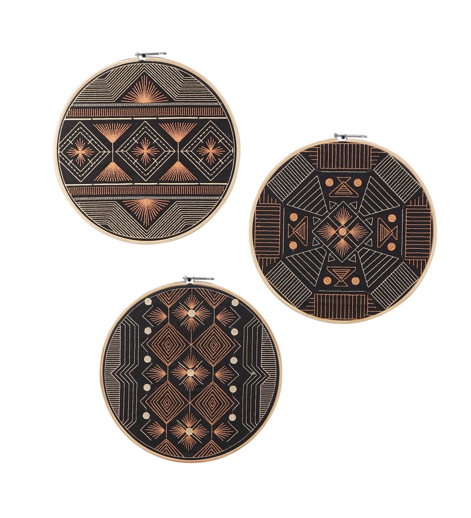 Black Embroidered Hoops (Single)