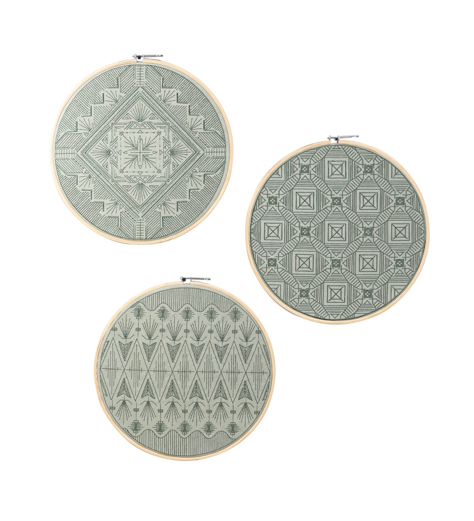 Green Embroidered Hoops (Single)