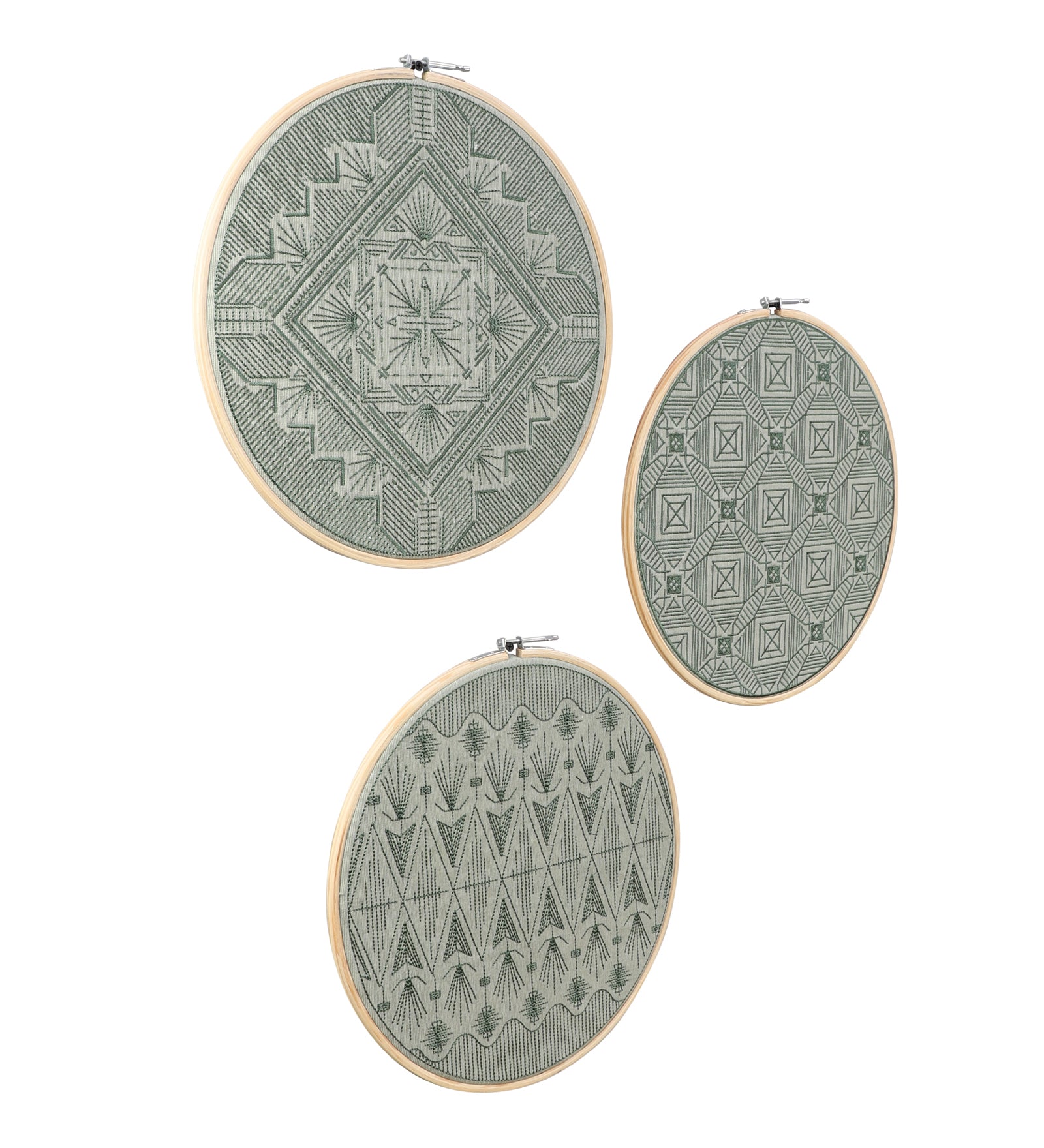 Green Embroidered Hoops (Single)