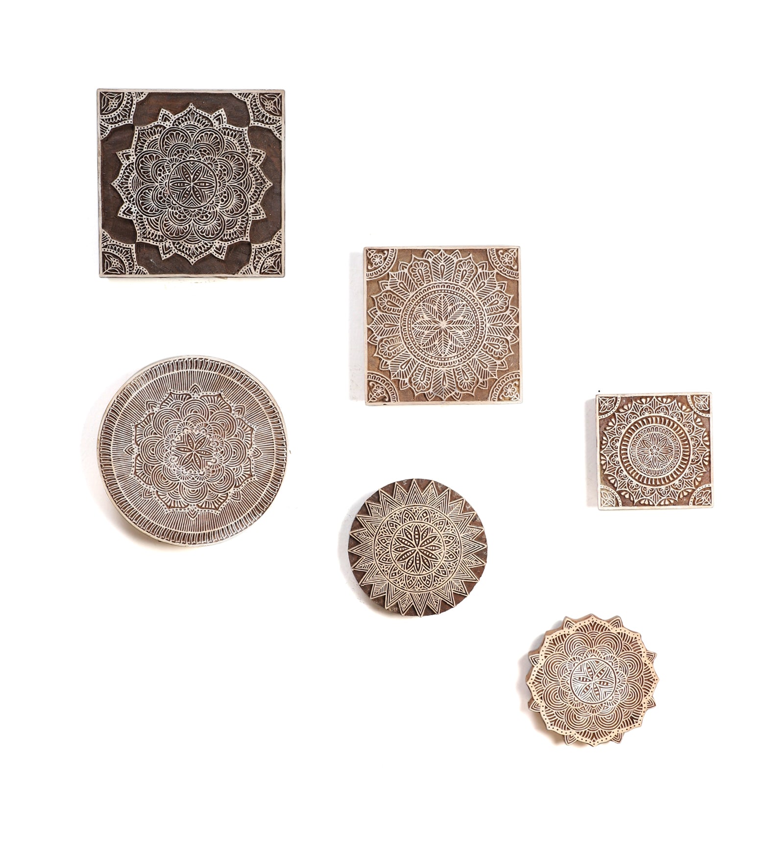 Verdant Motifs - Handcarved Wood Wall Hanging (set of 6)