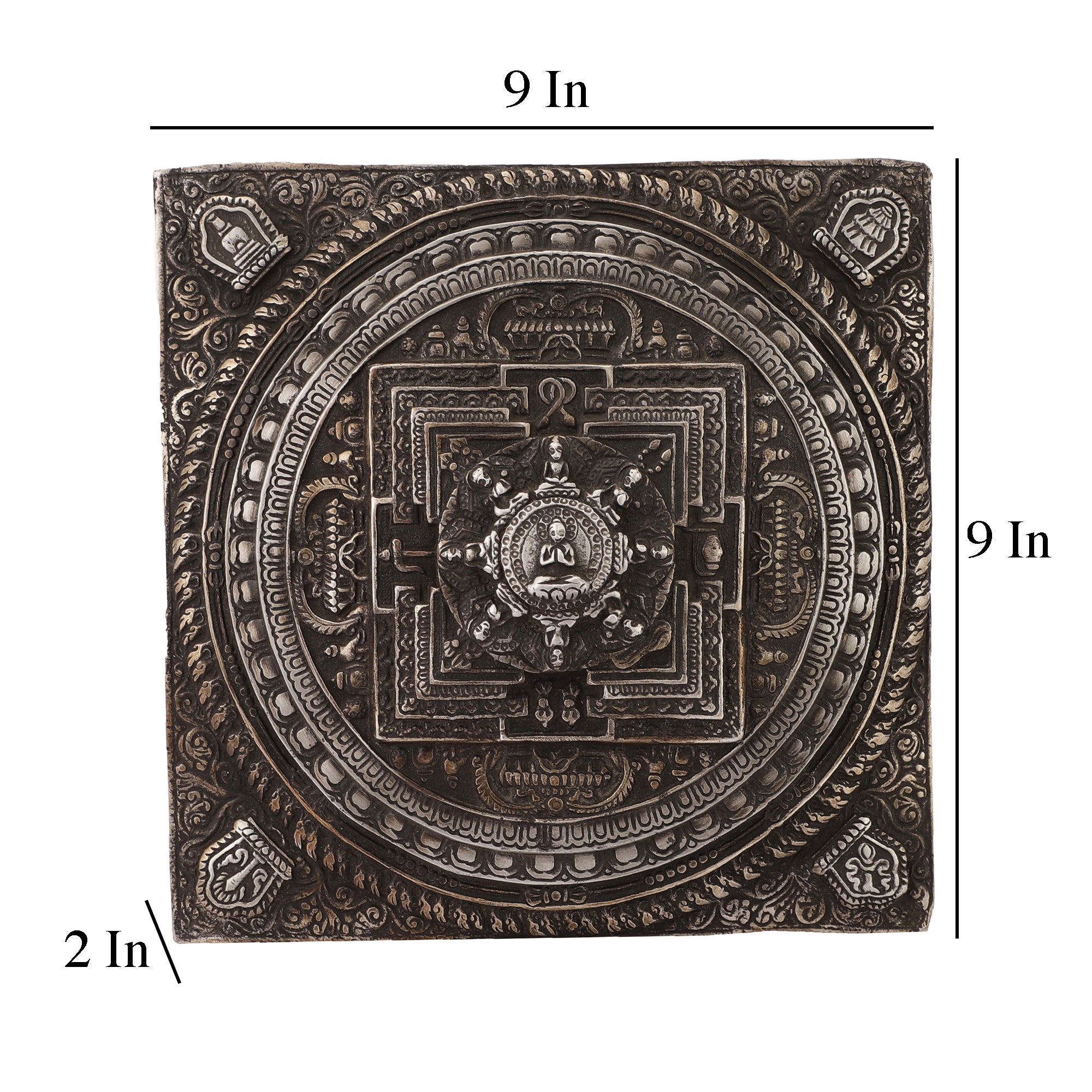 Handcarved Metal Mandala Wall Art (Antique Grey)